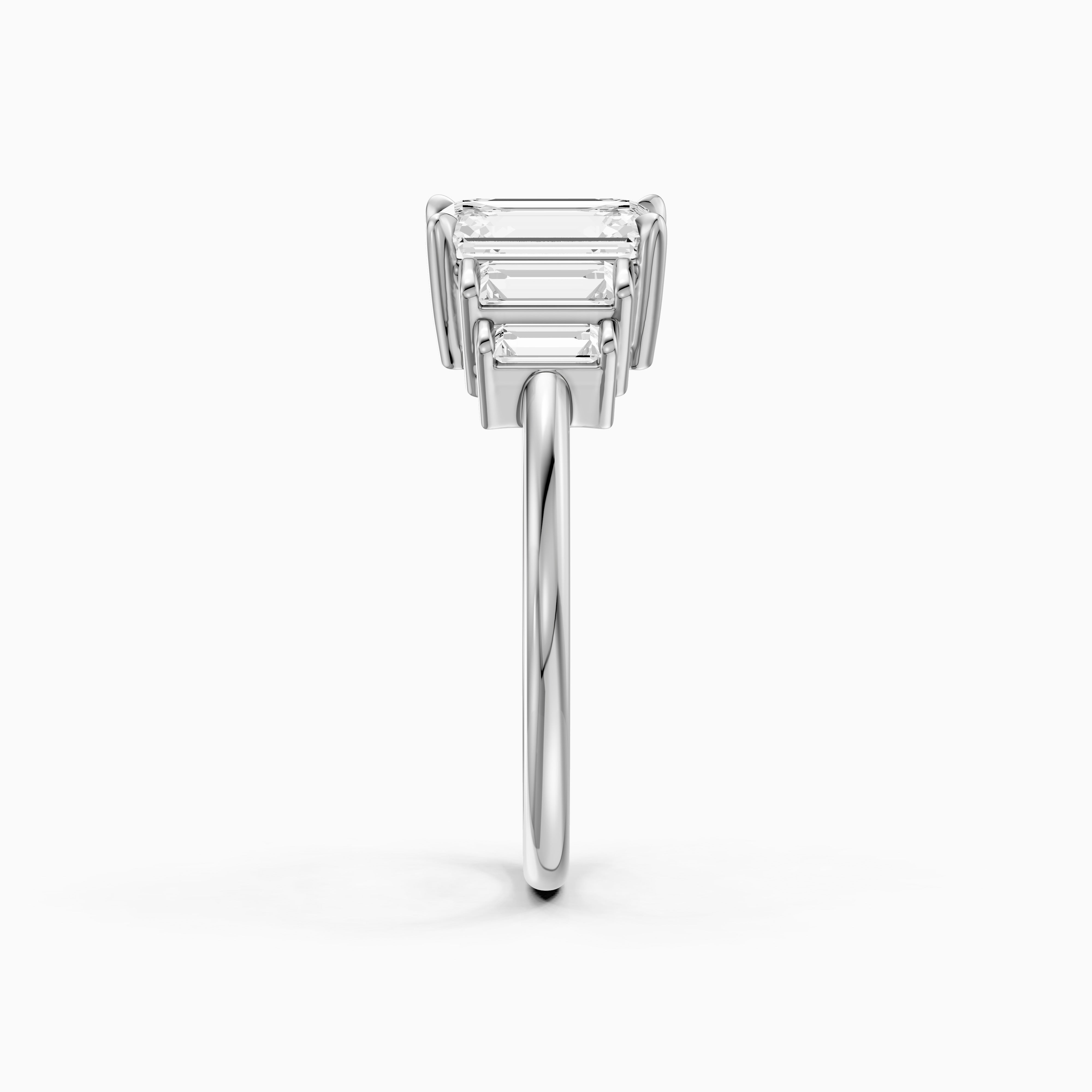 Kianna Five Stone Emerald Cut With Baguette Side Stone Moissanite Diamond Ring