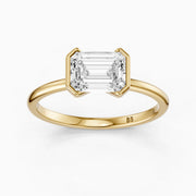 Kierra Emerald Half Bezel East West Lab Grown Diamond Ring