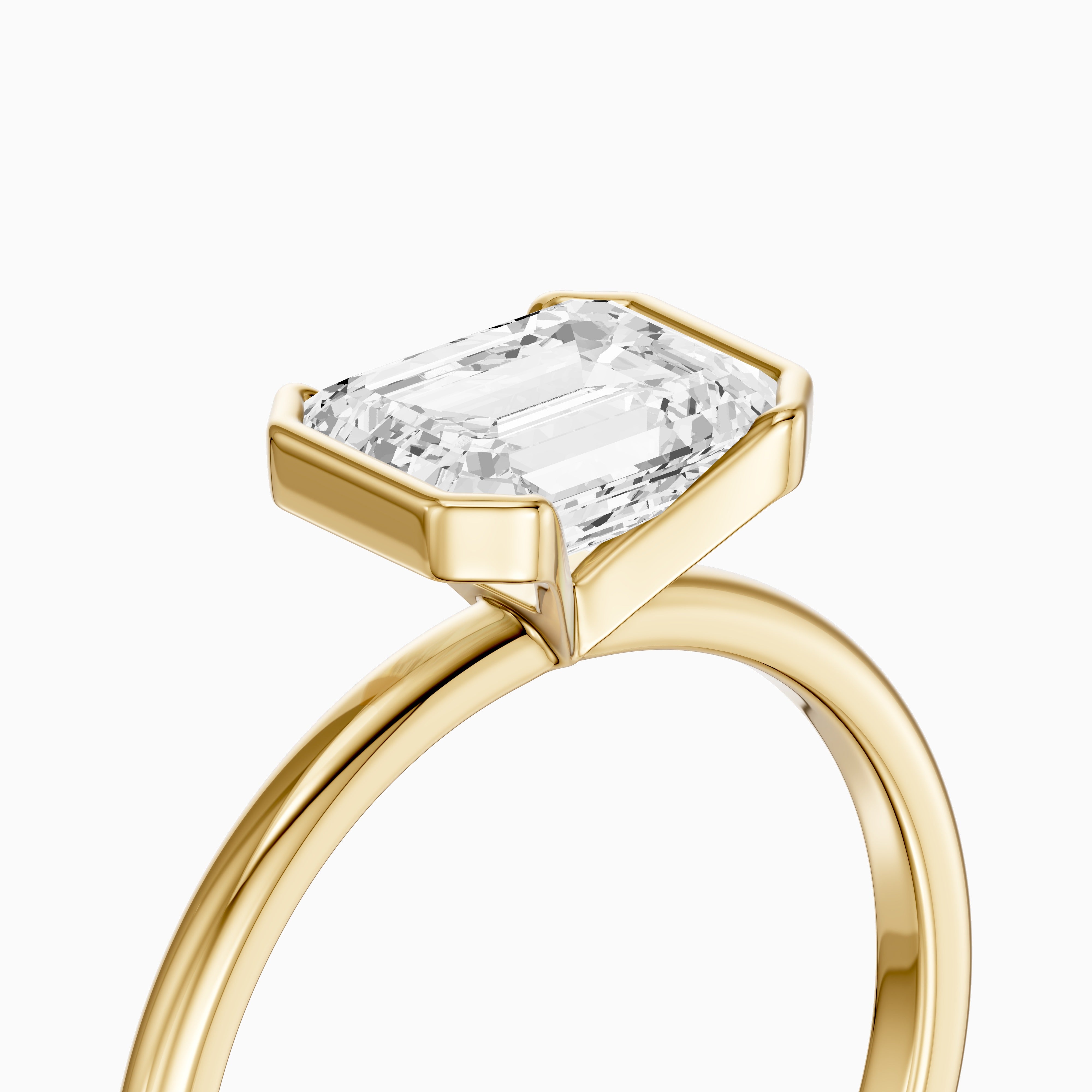 Kierra Emerald Half Bezel East West Lab Grown Diamond Ring