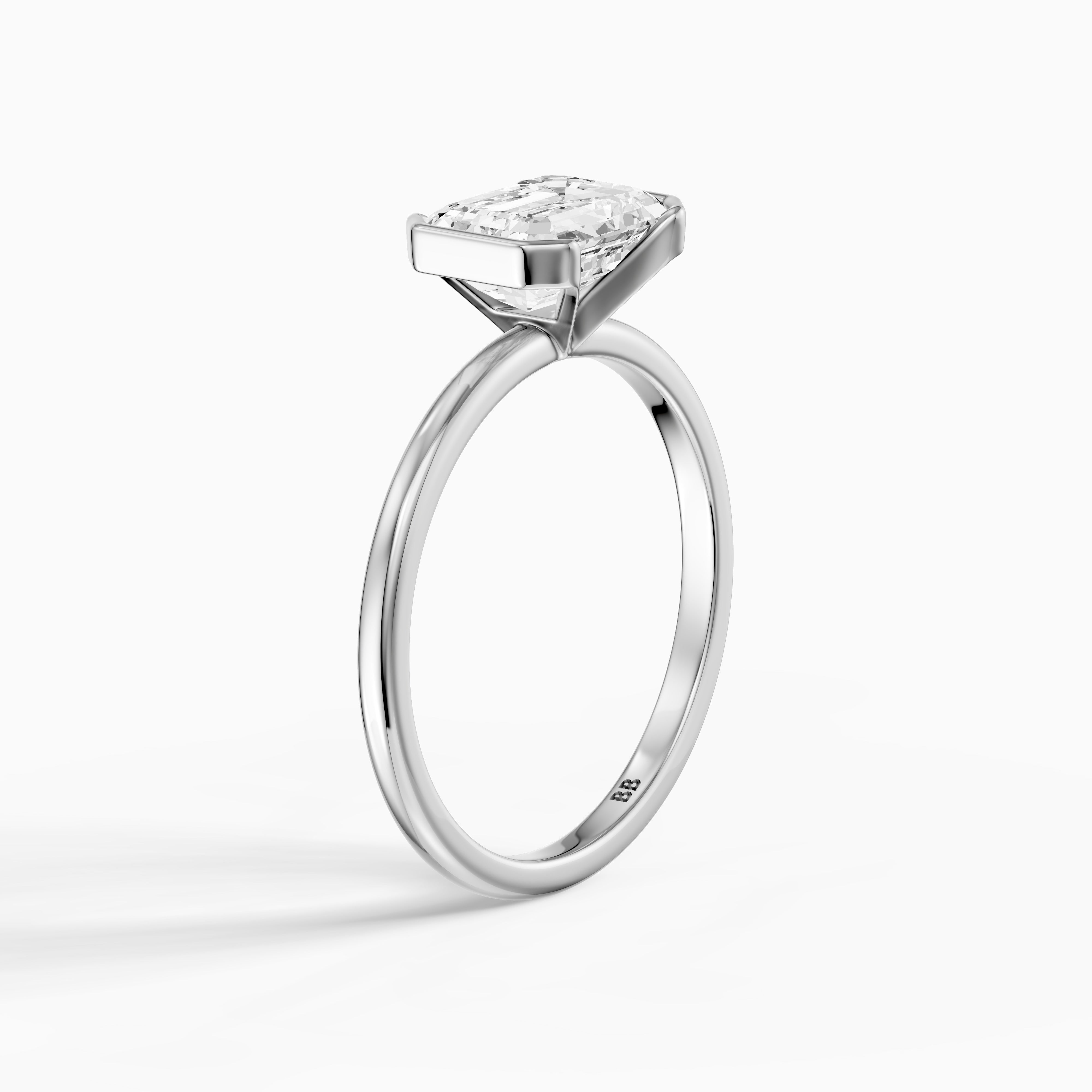 Kierra Emerald Half Bezel East West Lab Grown Diamond Ring