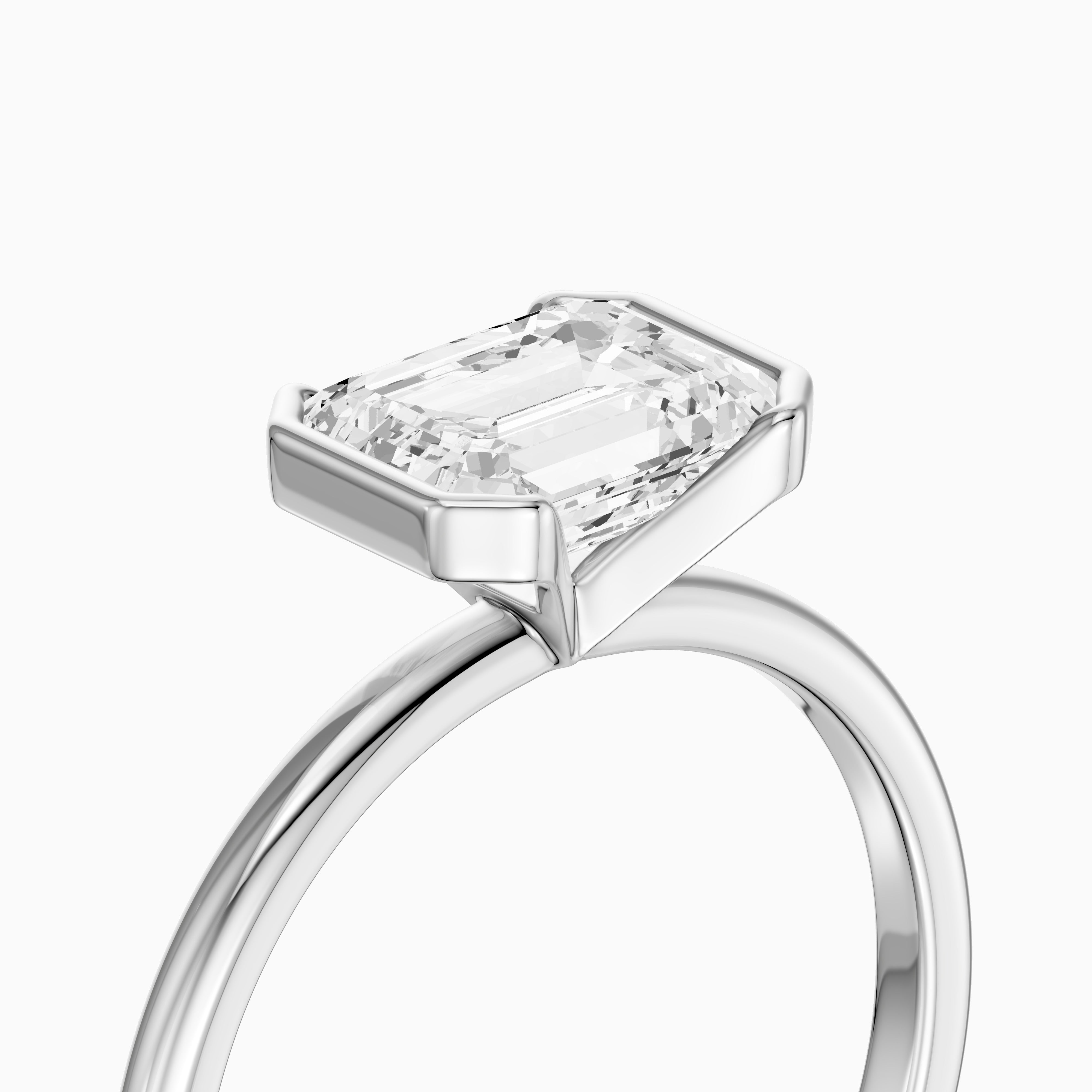 Kierra Emerald Half Bezel East West Lab Grown Diamond Ring