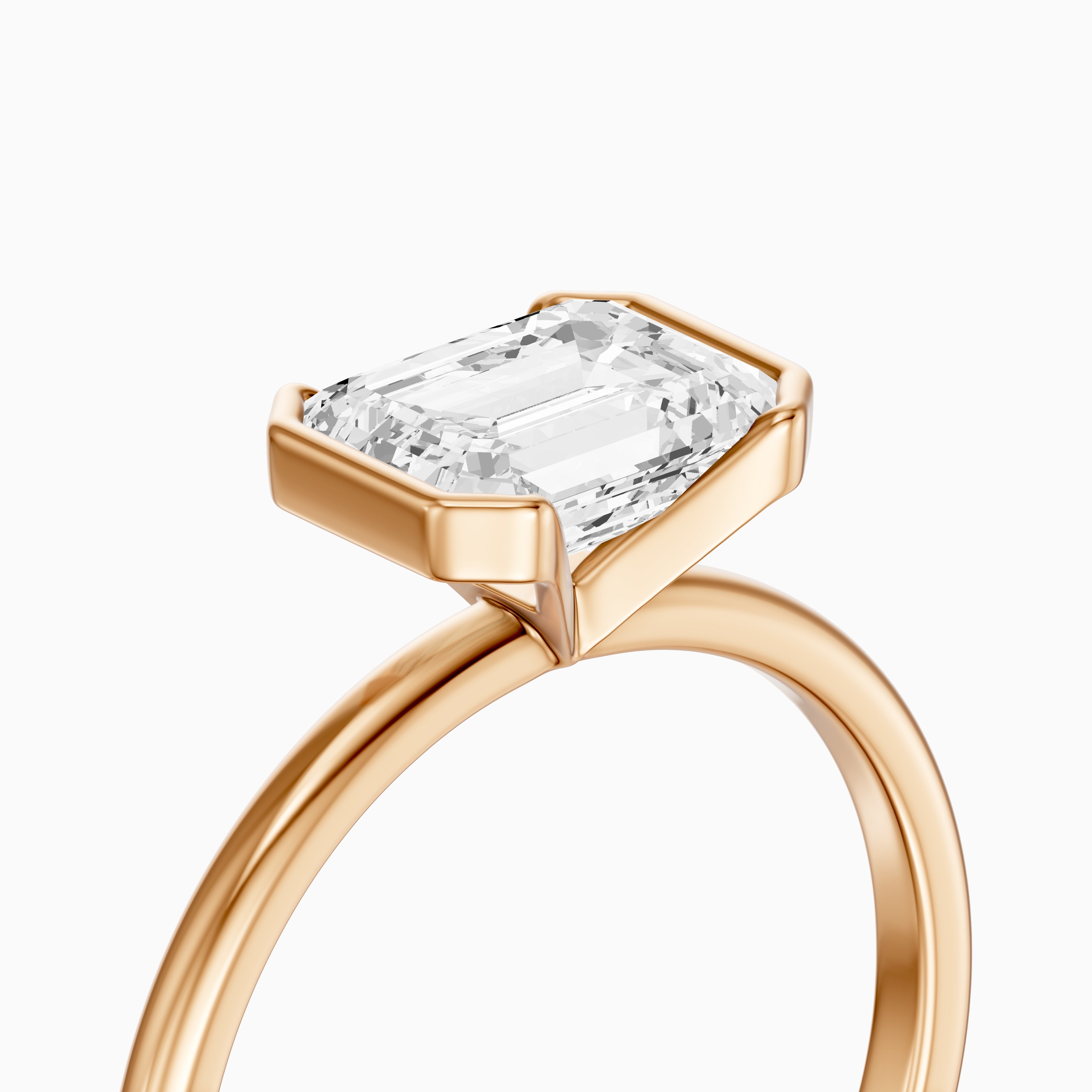 Kierra Emerald Half Bezel East West Lab Grown Diamond Ring
