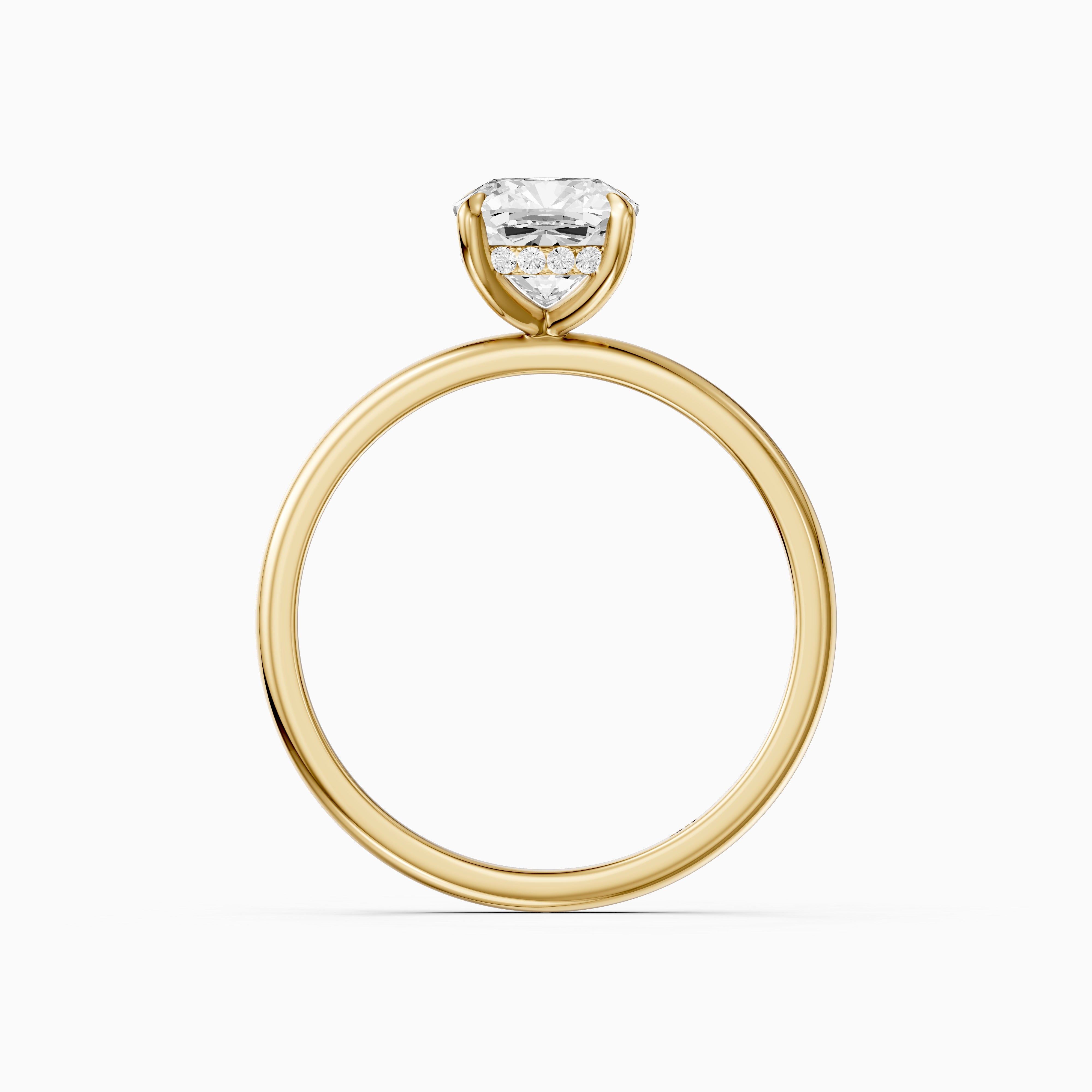 Lanaya 4 Prong Cushion Cut Hidden Halo Moissanite Diamond Ring