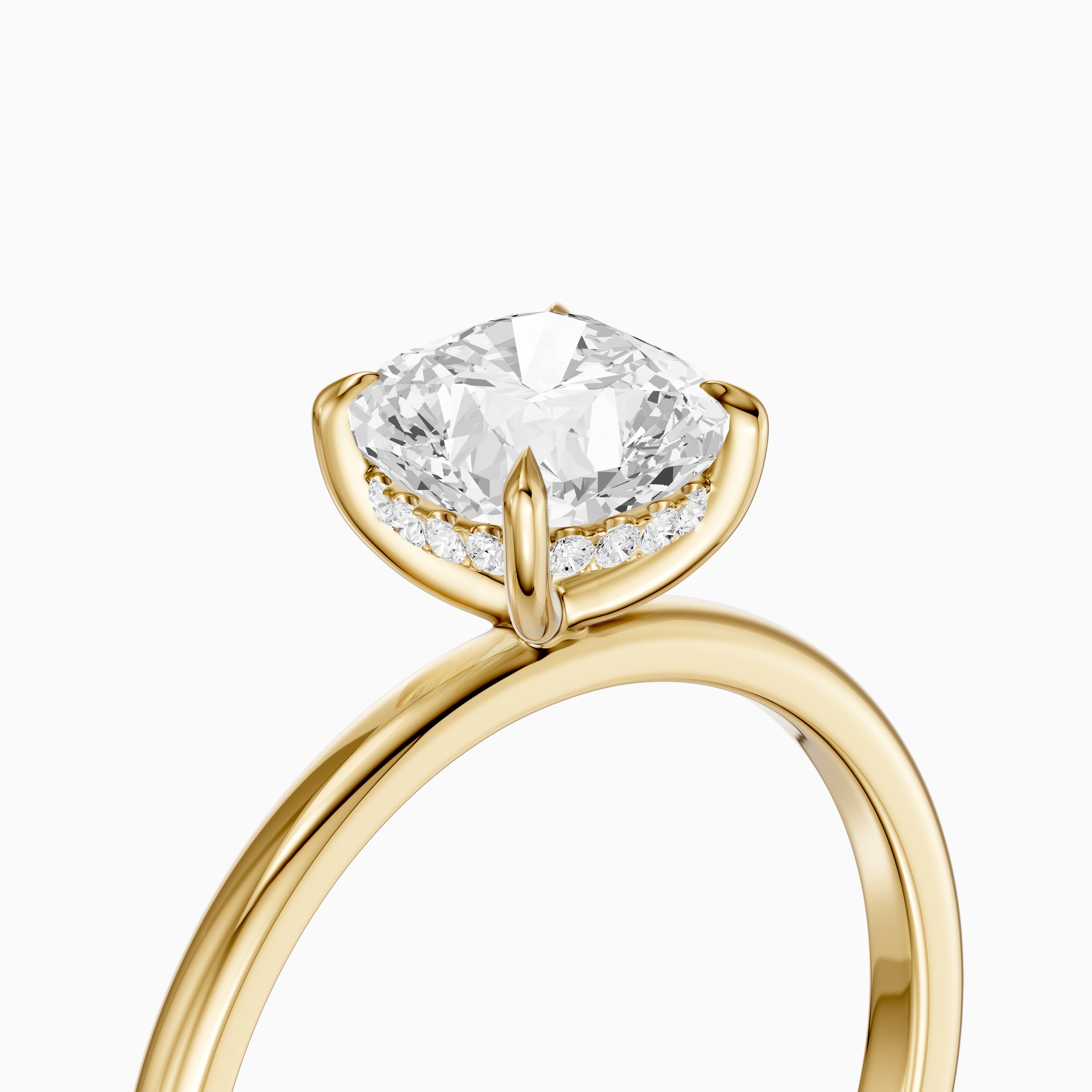 Lanaya 4 Prong Cushion Cut Hidden Halo Moissanite Diamond Ring