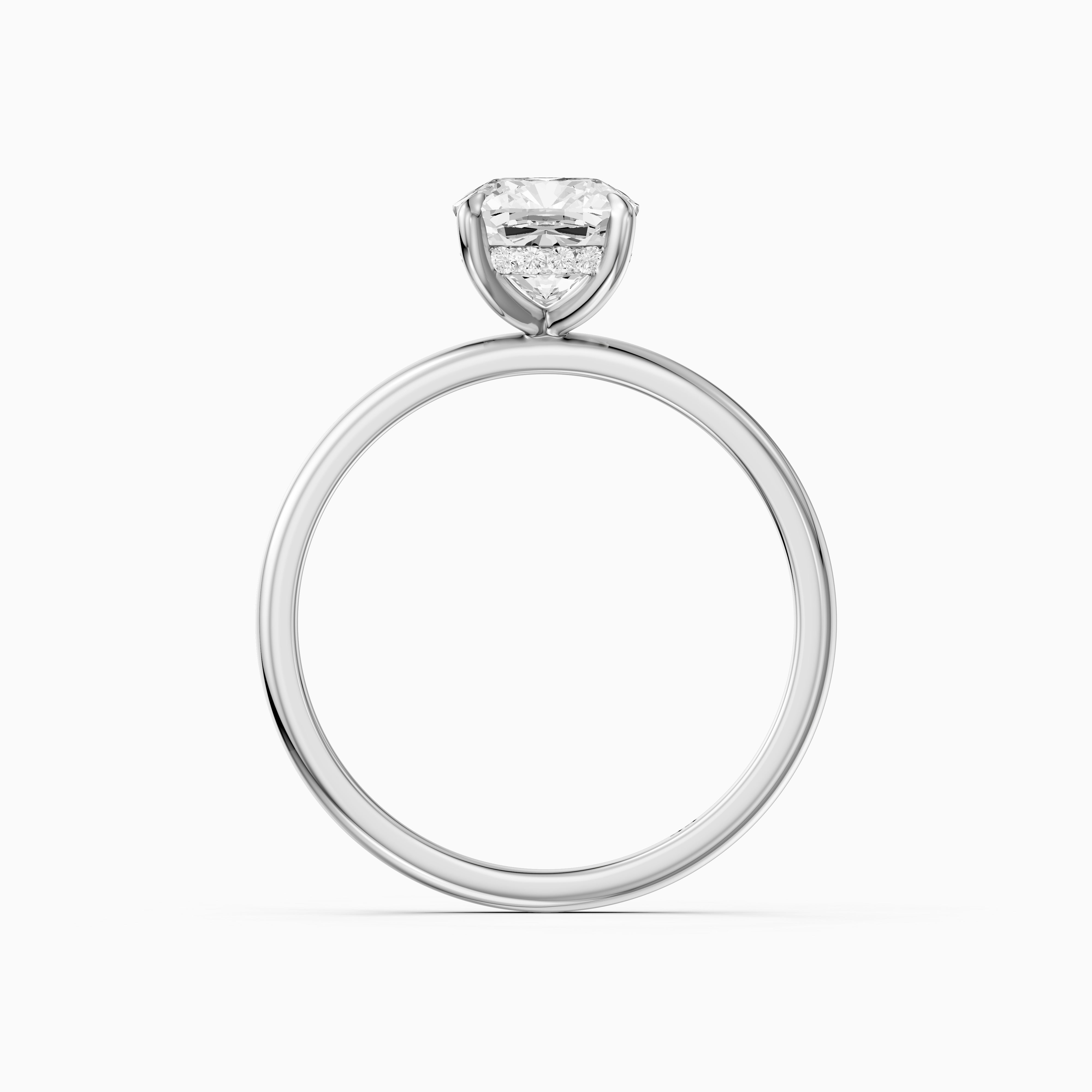 Lanaya 4 Prong Cushion Cut Hidden Halo Moissanite Diamond Ring