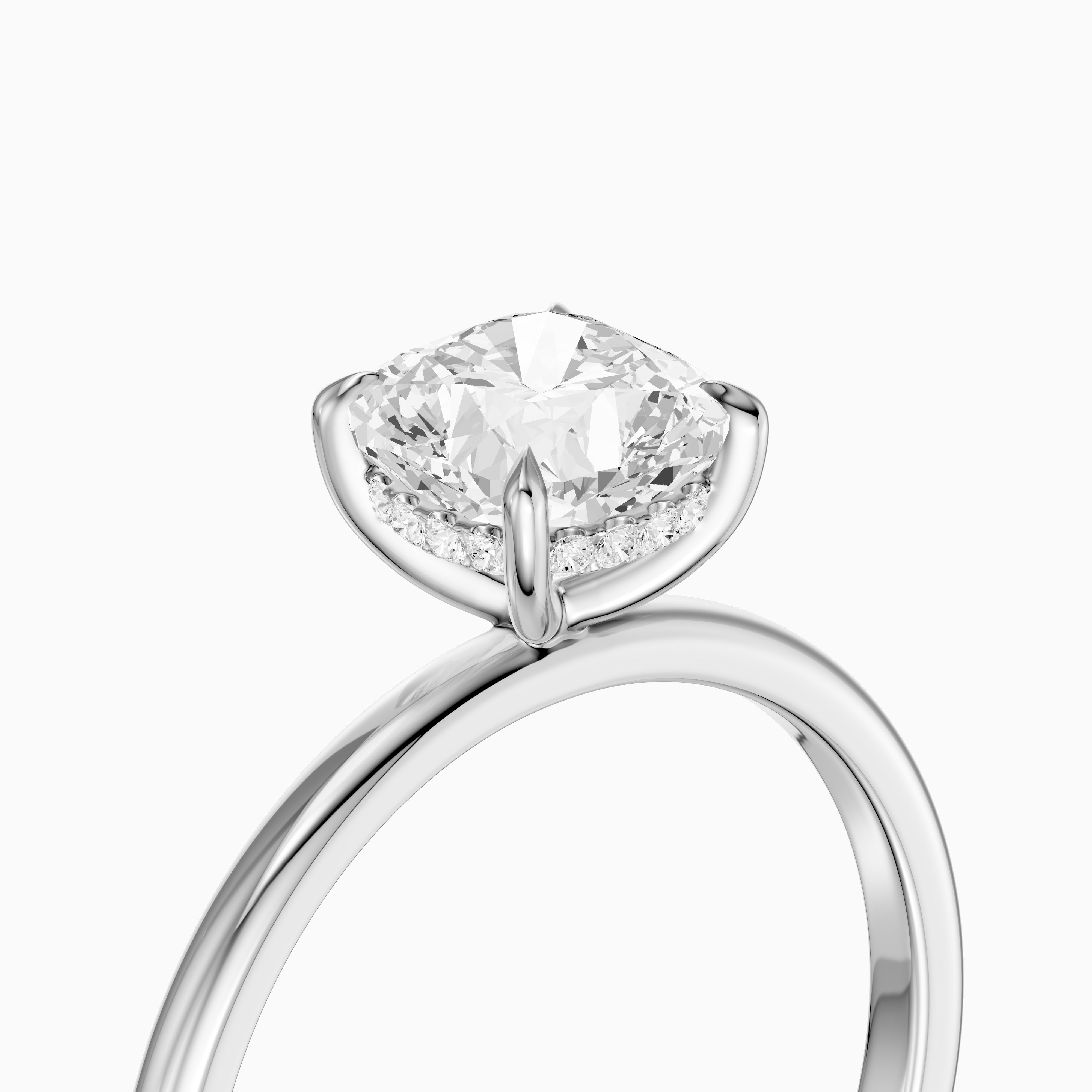 Lanaya 4 Prong Cushion Cut Hidden Halo Moissanite Diamond Ring