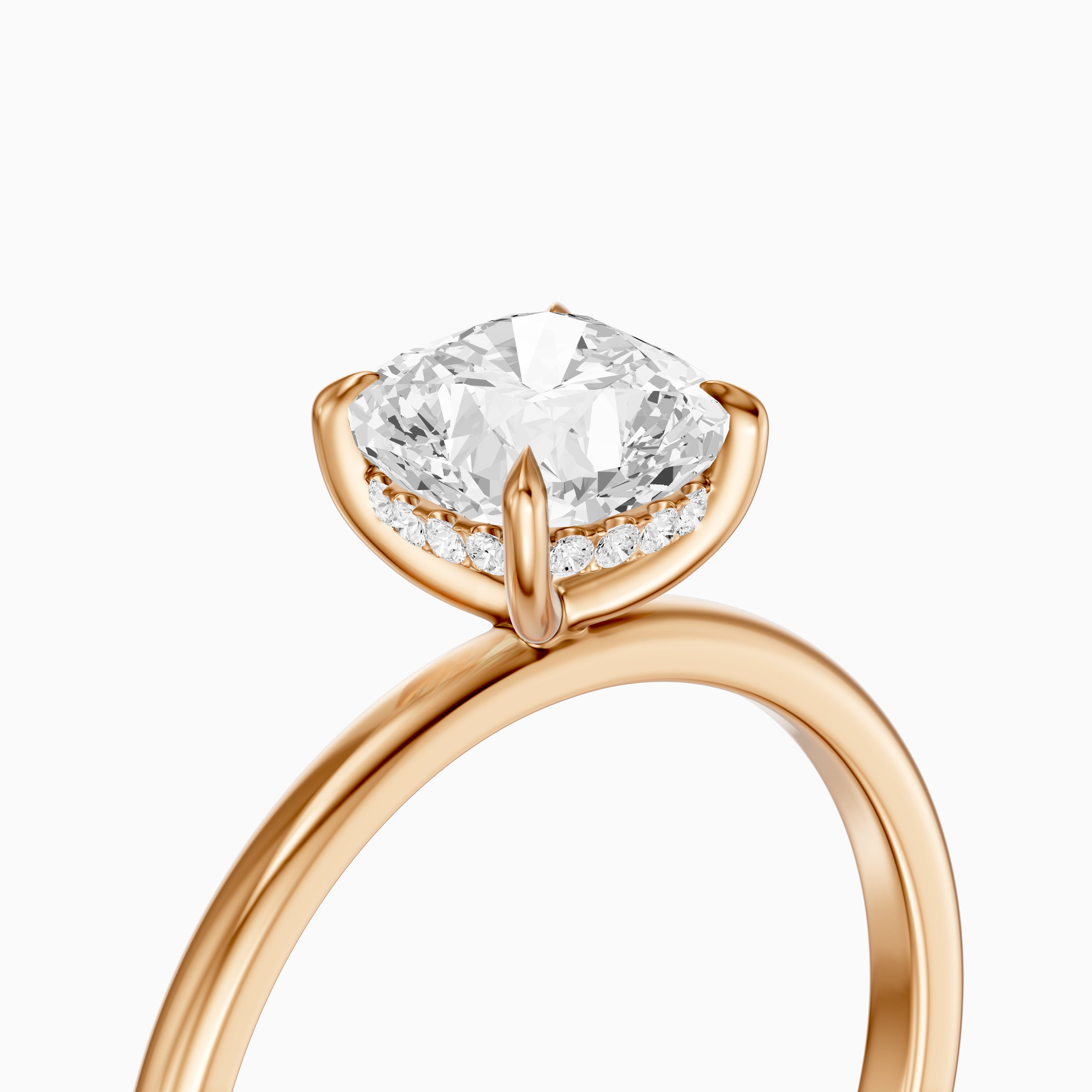 Lanaya 4 Prong Cushion Cut Hidden Halo Moissanite Diamond Ring
