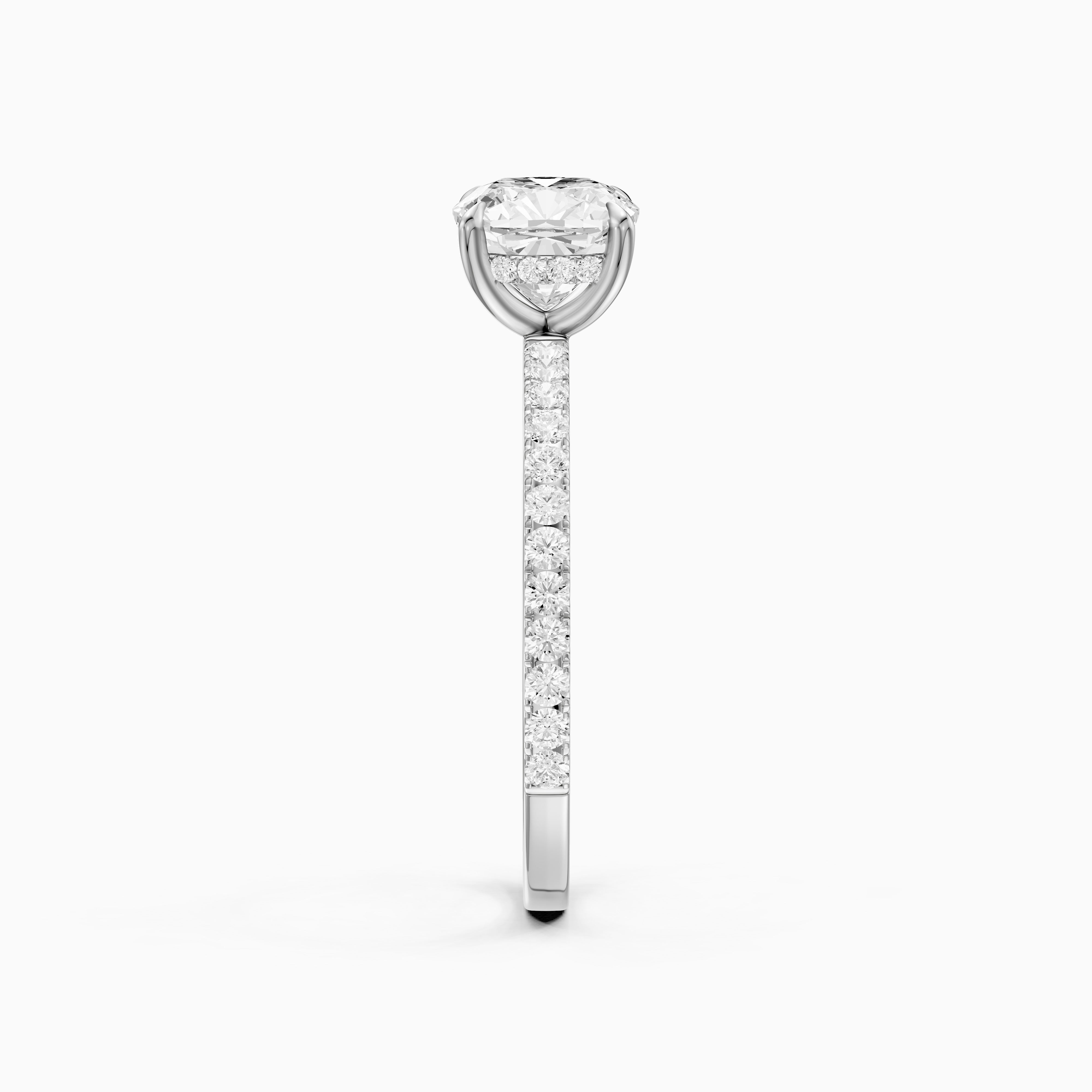 Larysa 4 Prong Cushion Cut Pave Hidden Halo Moissanite Diamond Ring