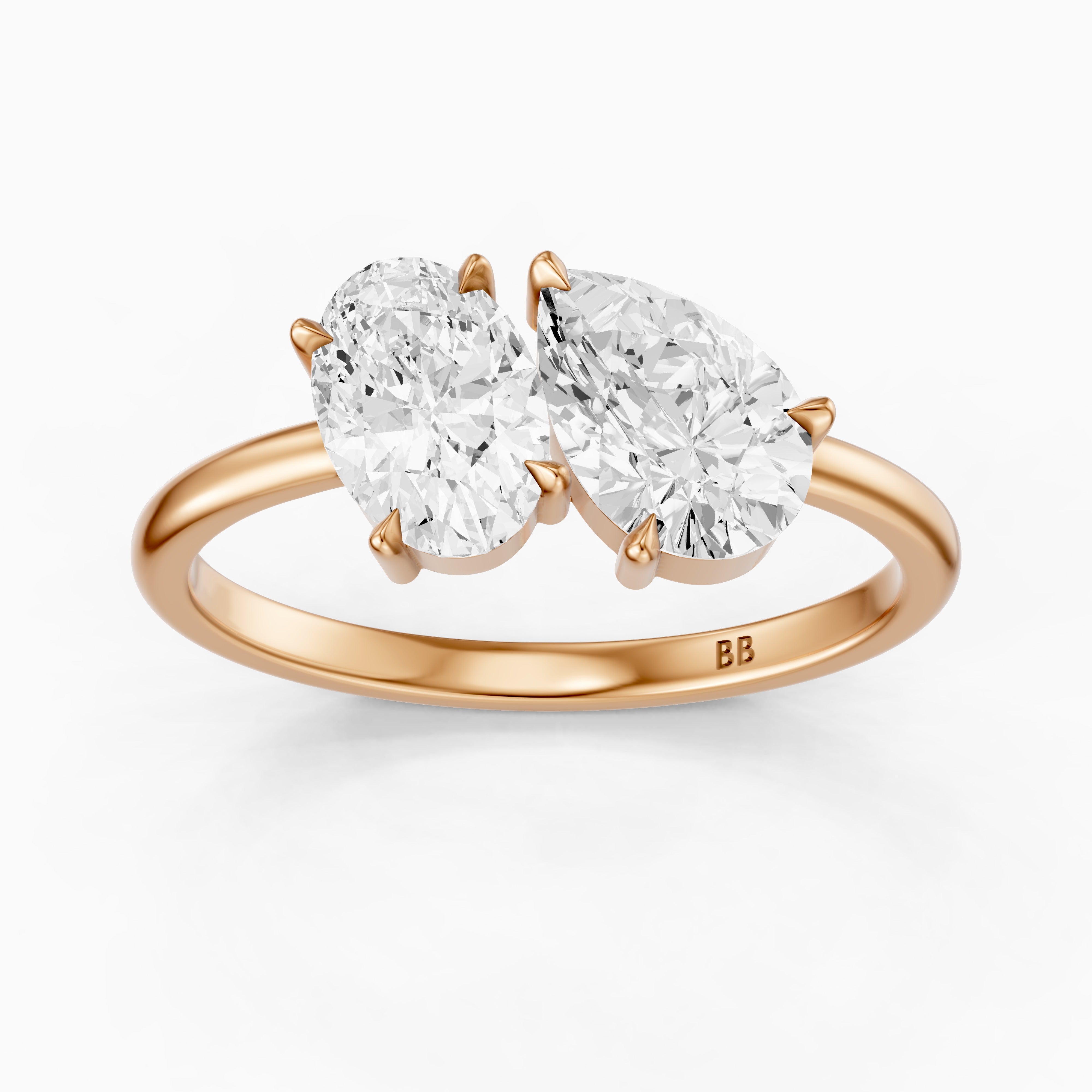 Lianne Toi Et Moi Ring With Oval and Pear Two Stone Lab Grown Diamond