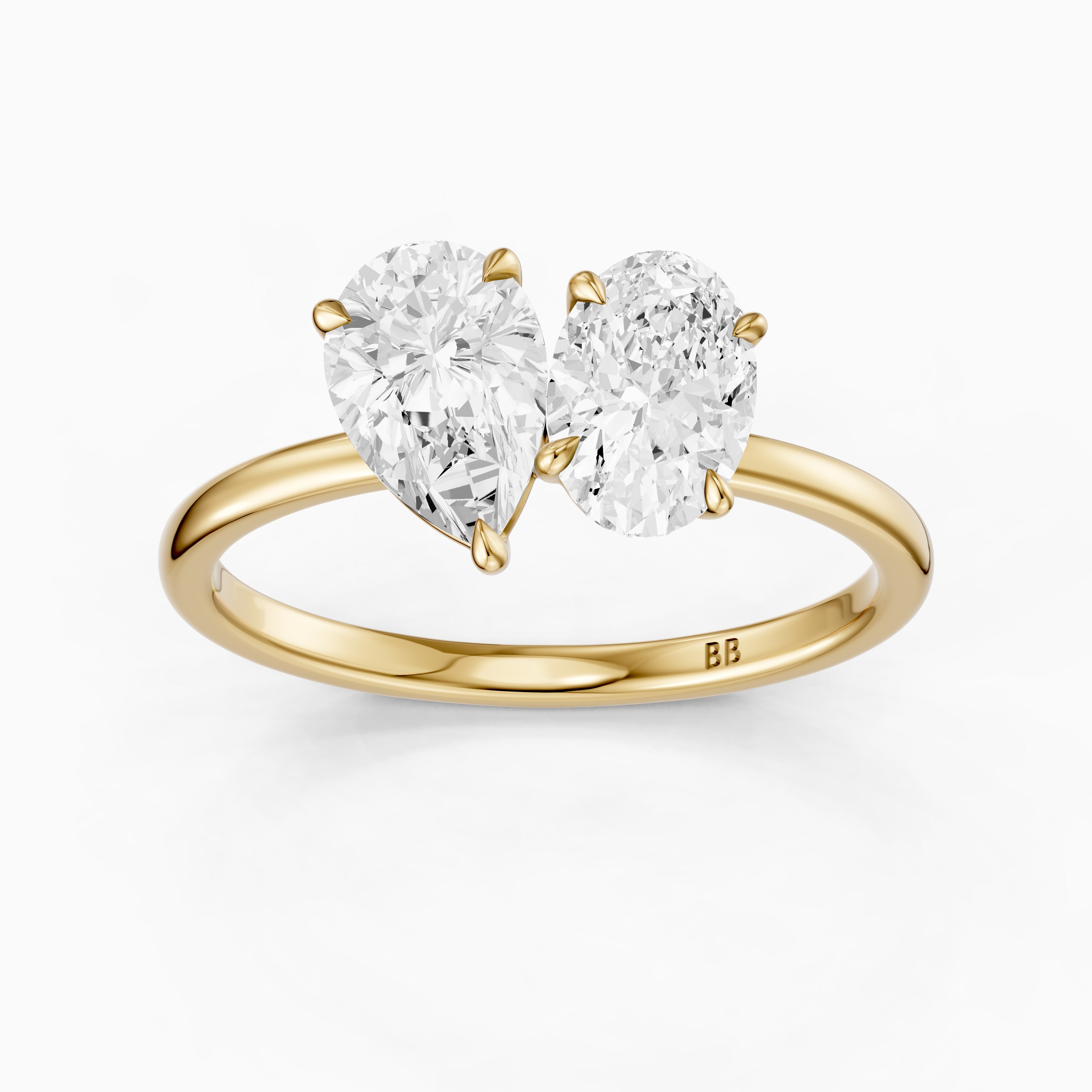 Lilian Toi Et Moi Ring With Pear and Oval Two Stone Lab Grown Diamond