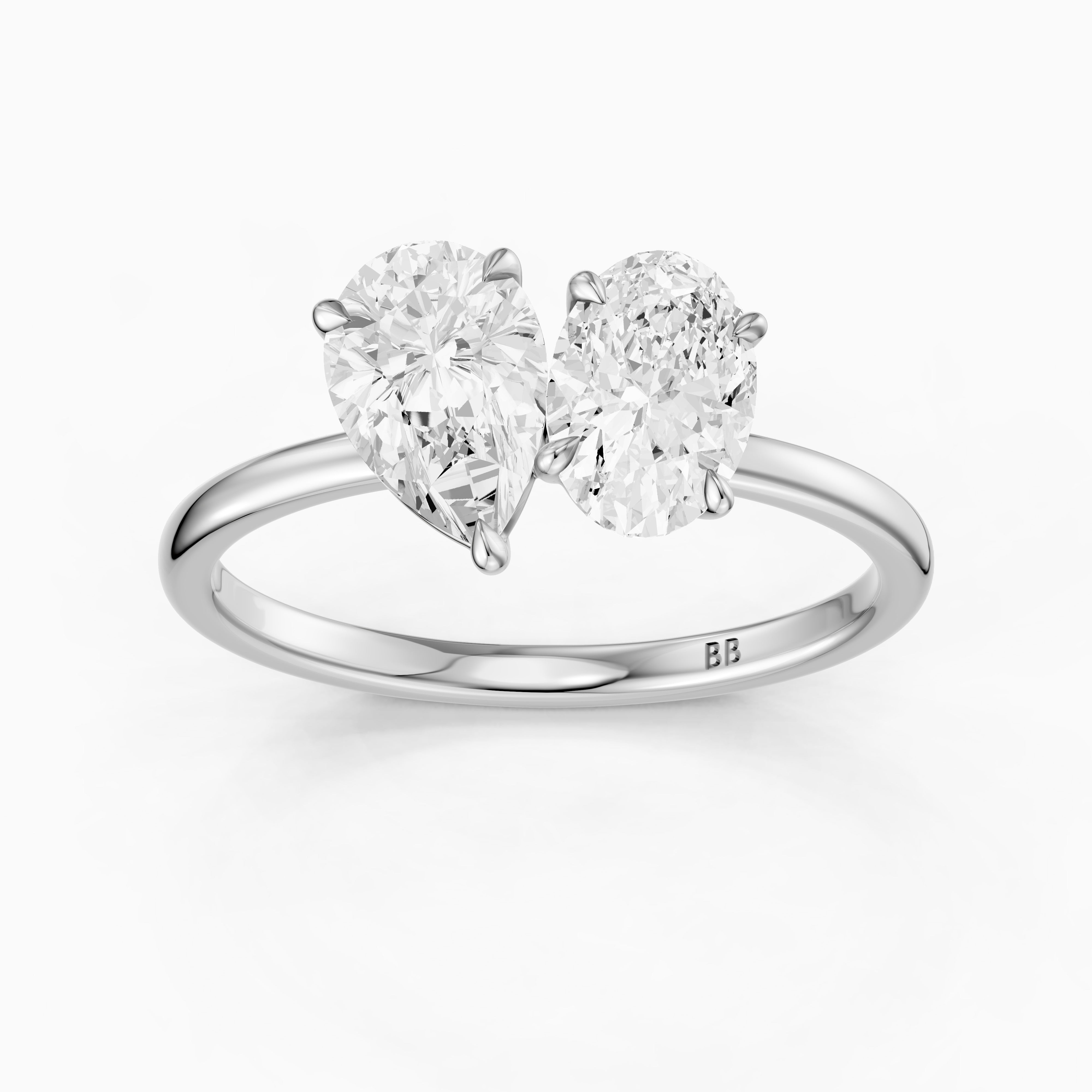 Lilian Toi Et Moi Ring With Pear and Oval Two Stone Lab Grown Diamond