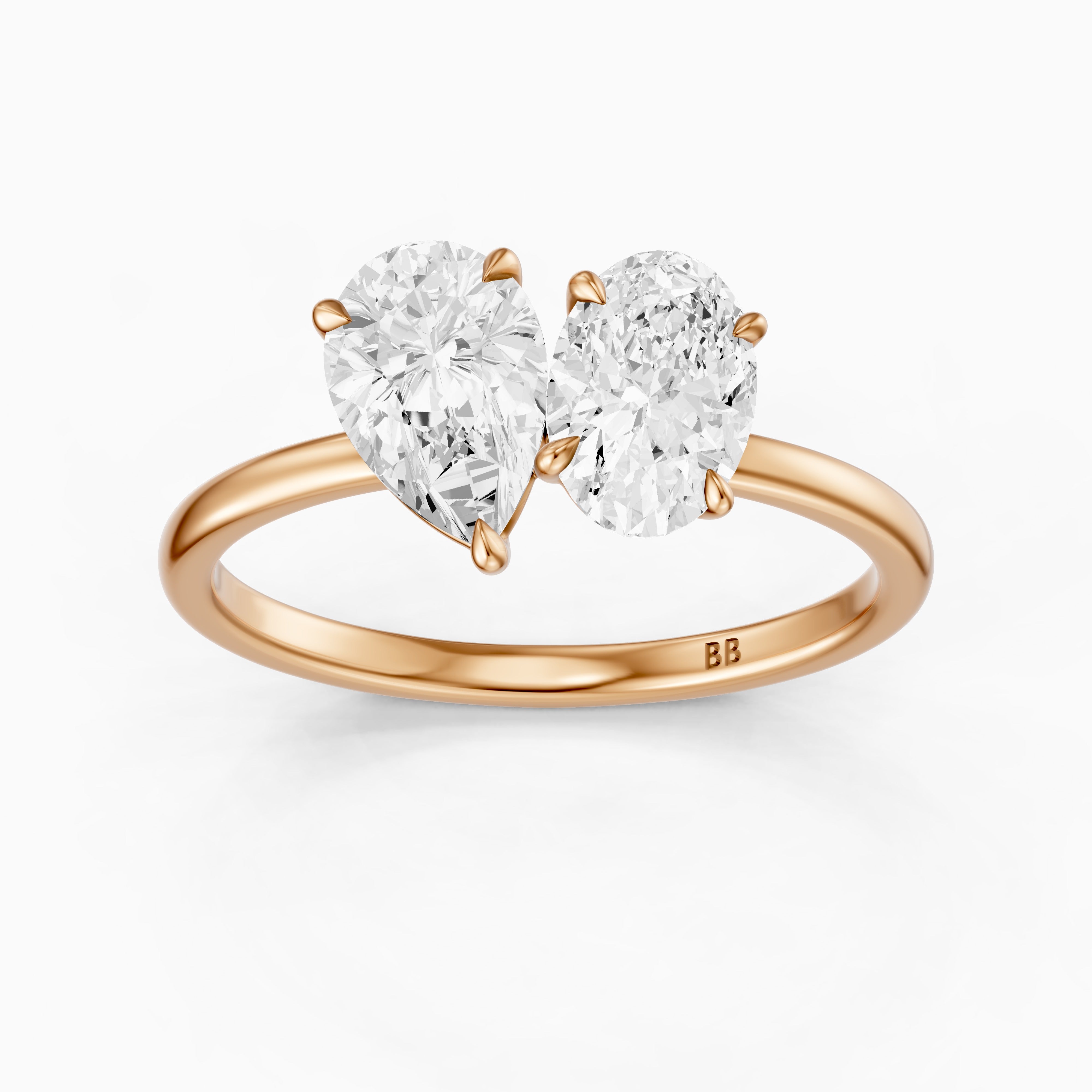 Lilian Toi Et Moi Ring With Pear and Oval Two Stone Lab Grown Diamond
