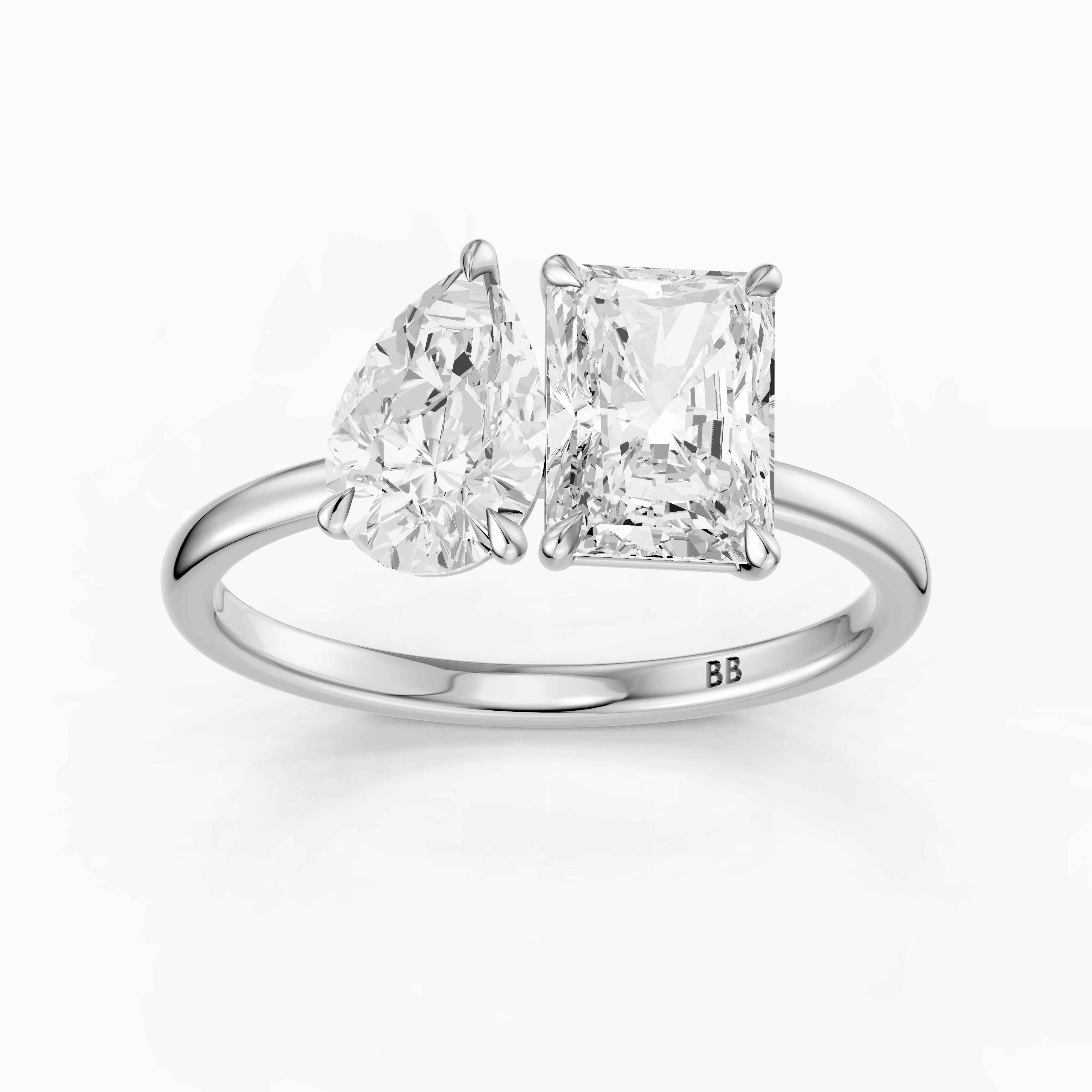 Lillie Toi Et Moi Ring With Pear and Radiant Two Stone Lab Grown Diamond
