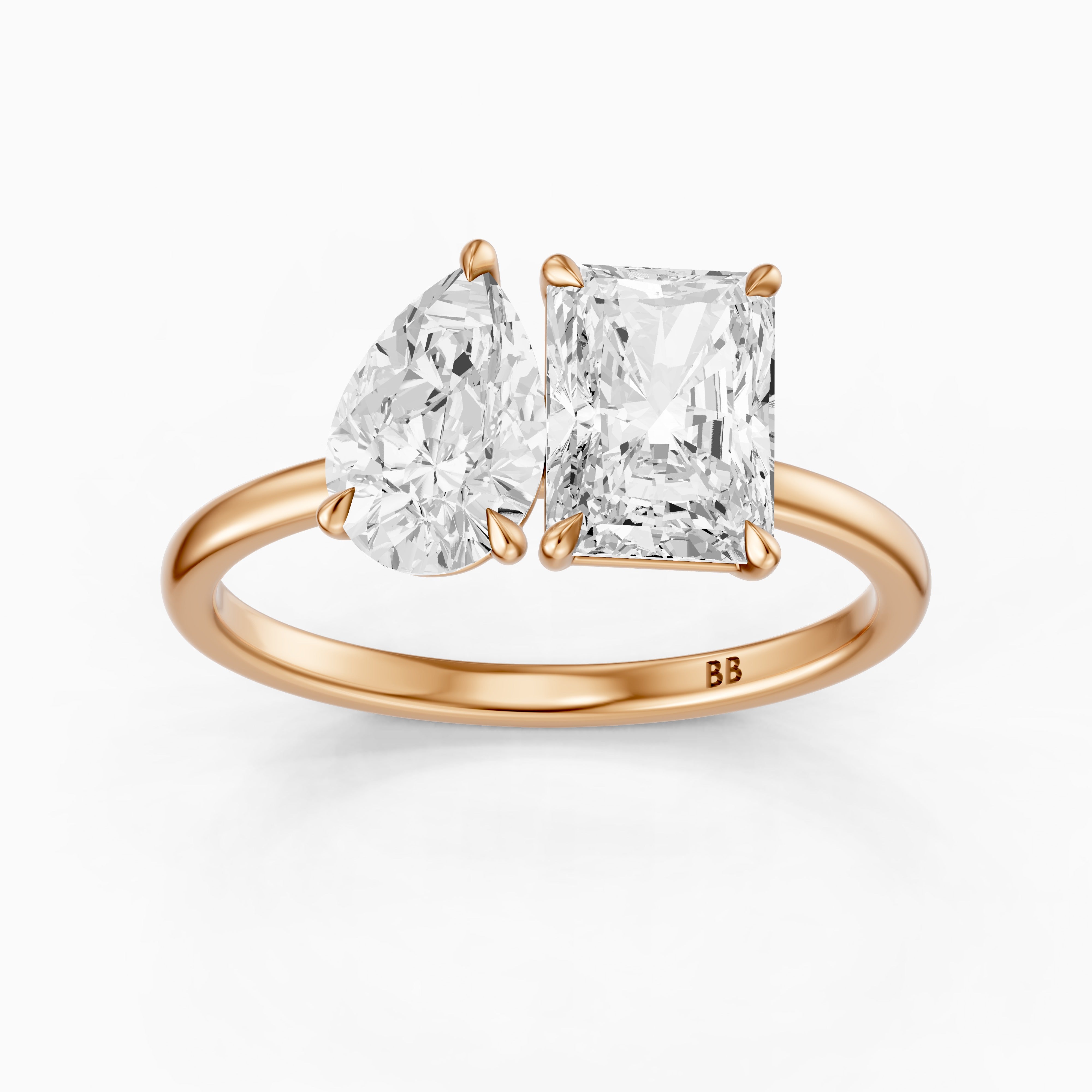 Lillie Toi Et Moi Ring With Pear and Radiant Two Stone Lab Grown Diamond