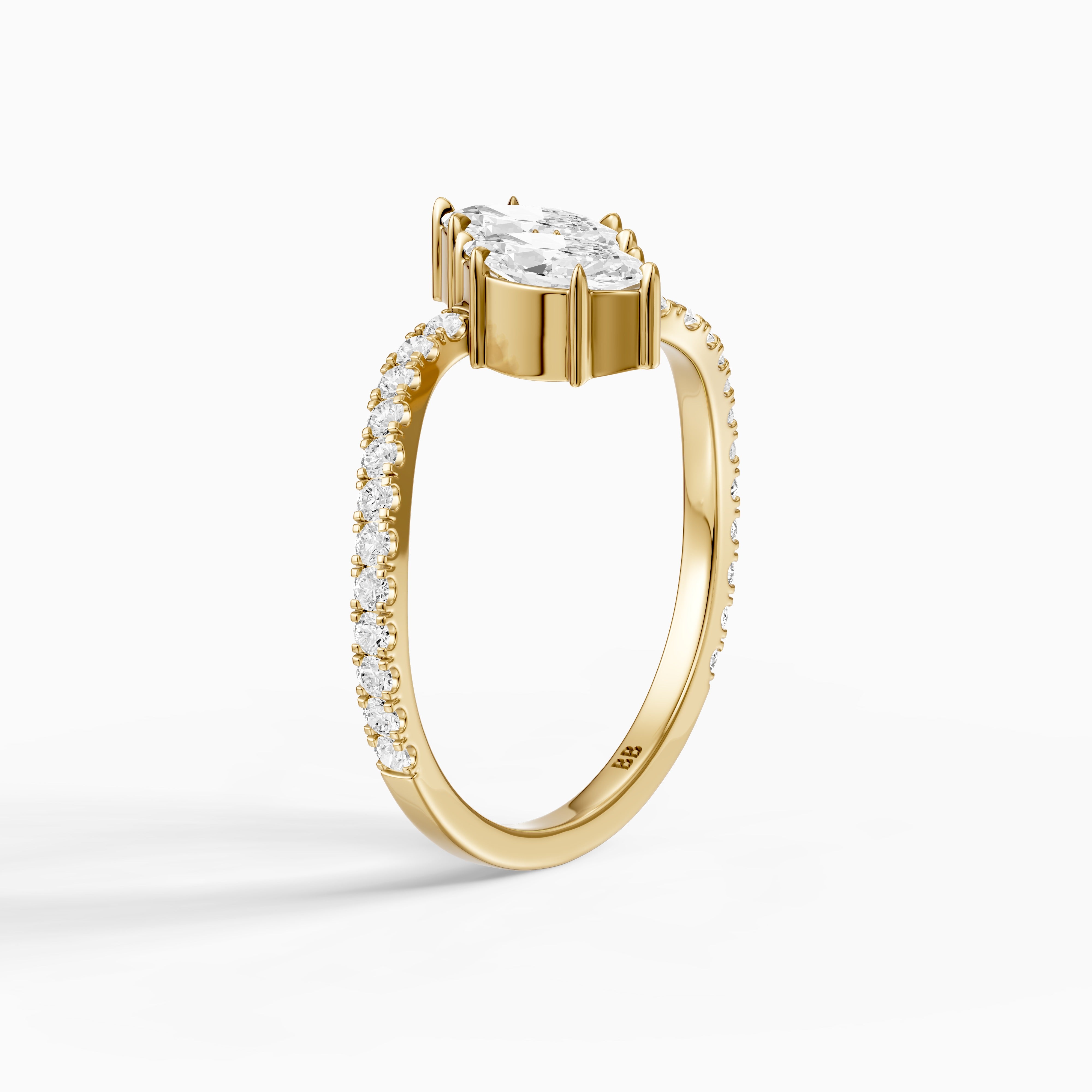 Linney Toi Et Moi Pave Ring With Both Marquise Two Stone Moissanite Diamond