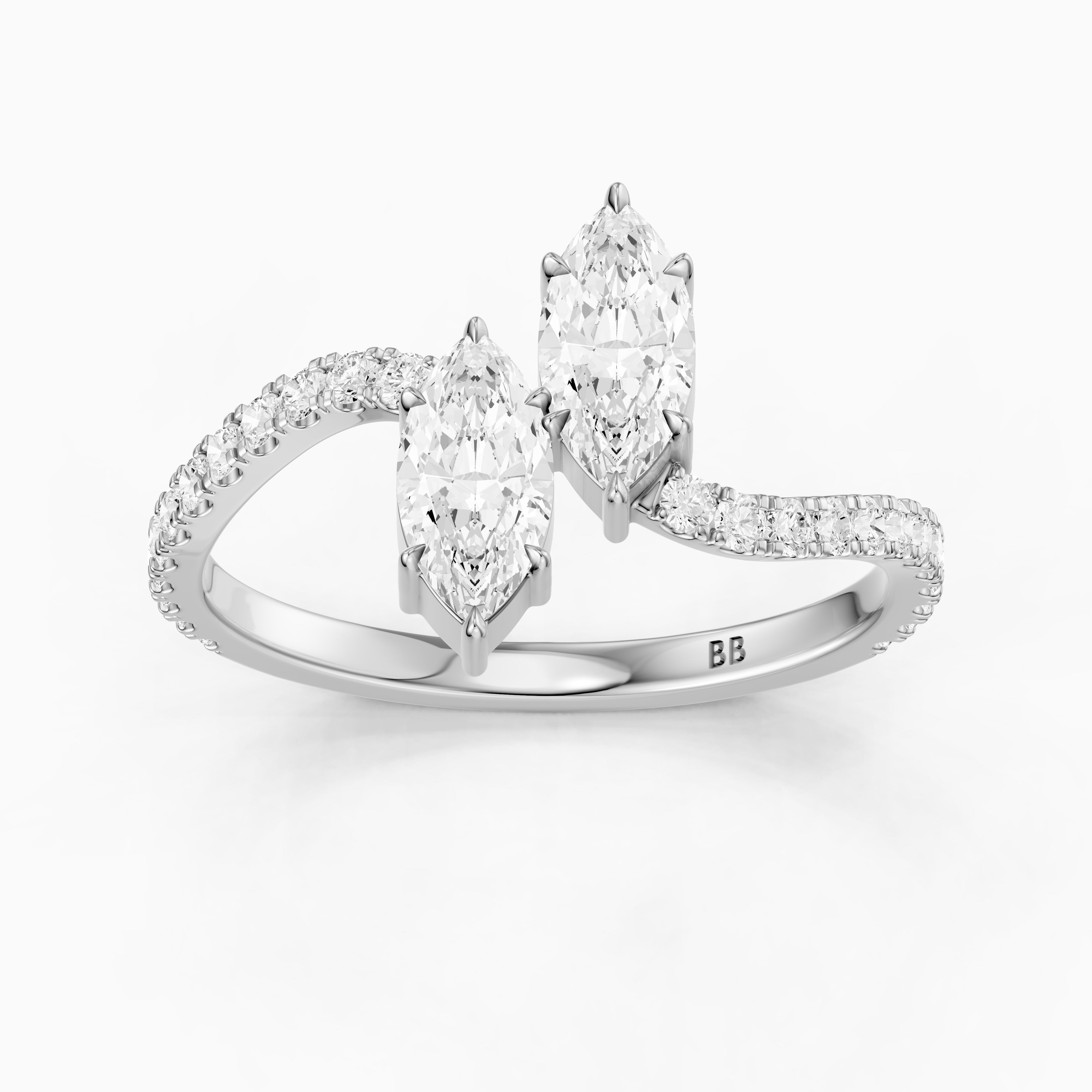 Linney Toi Et Moi Pave Ring With Both Marquise Two Stone Lab Grown Diamond