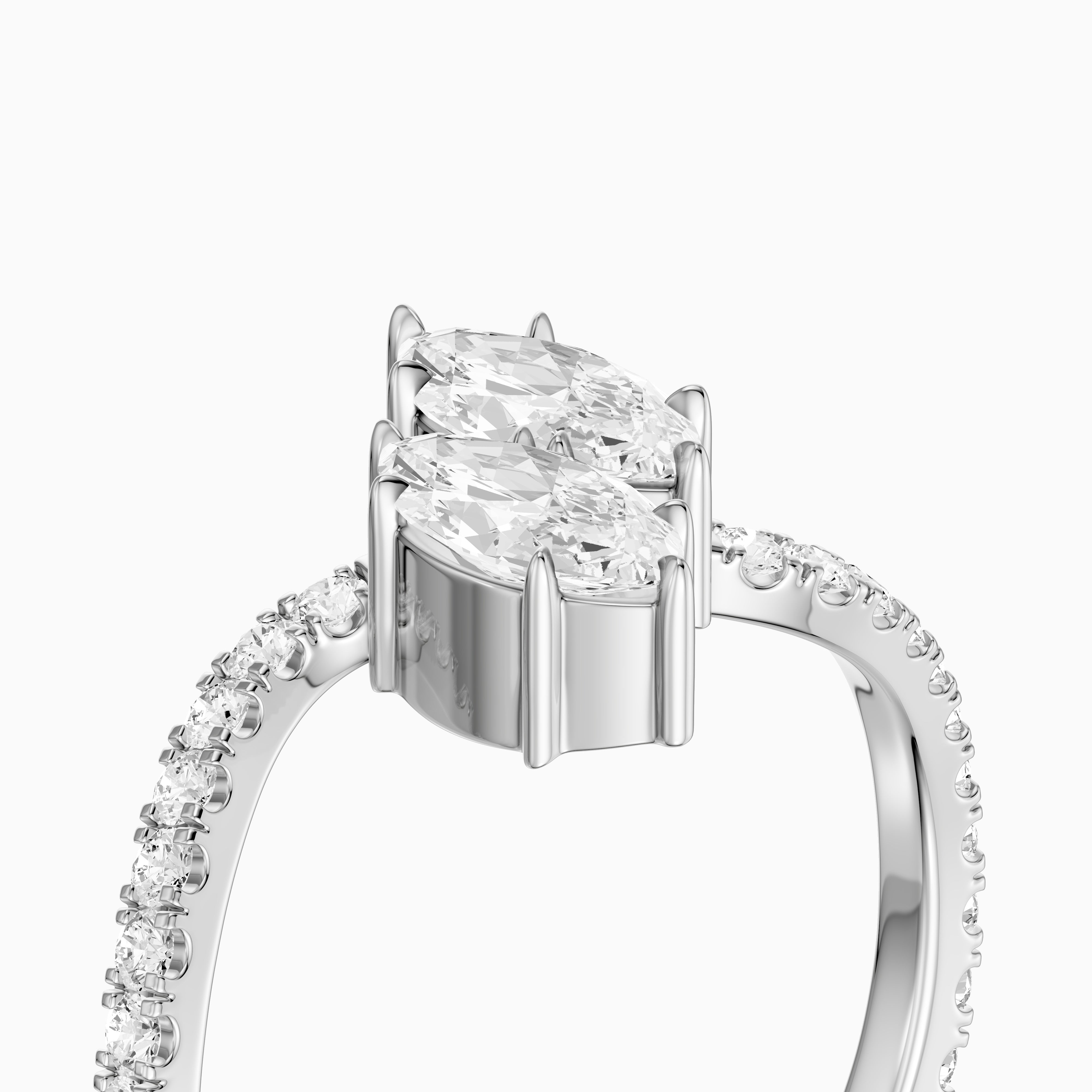 Linney Toi Et Moi Pave Ring With Both Marquise Two Stone Lab Grown Diamond
