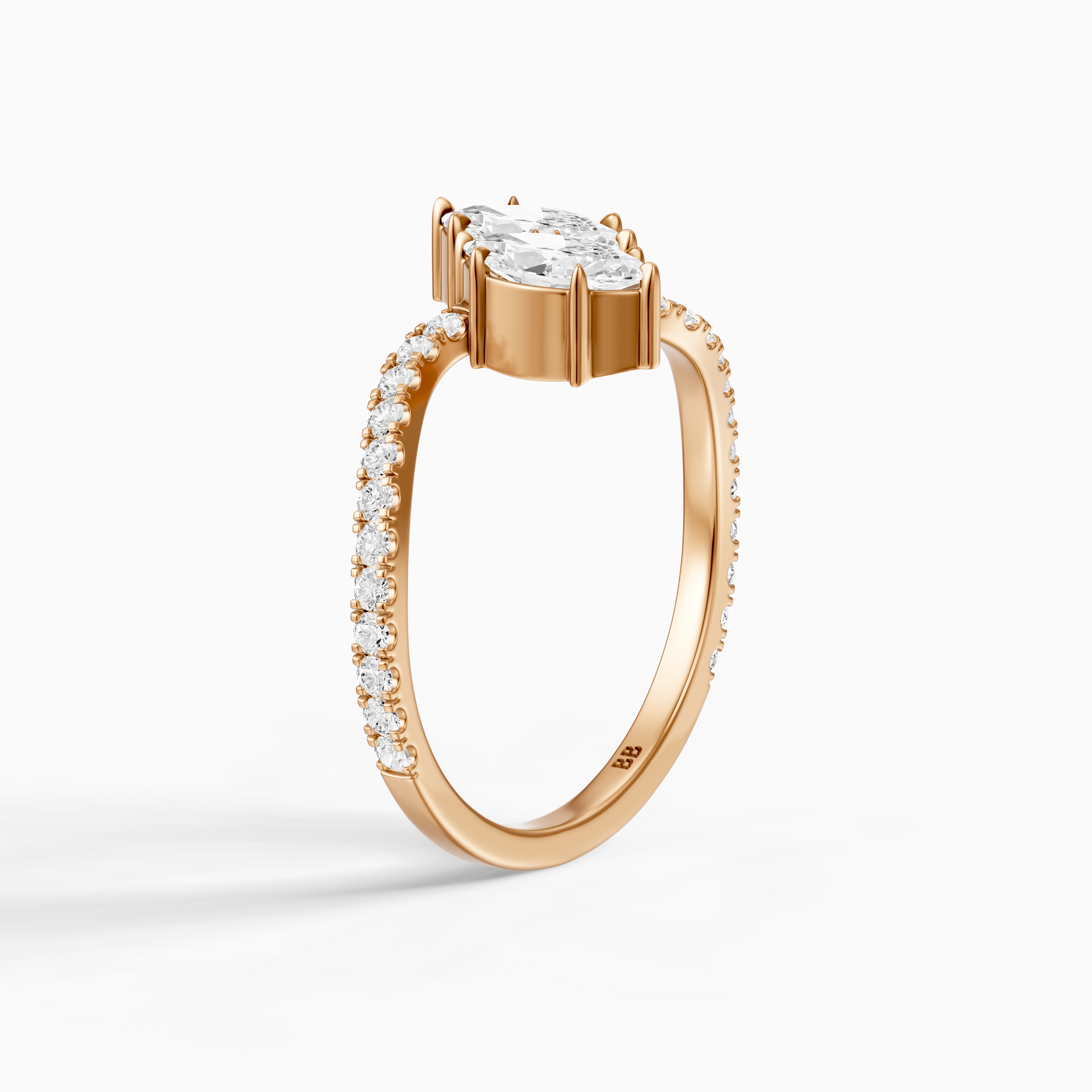 Linney Toi Et Moi Pave Ring With Both Marquise Two Stone Lab Grown Diamond