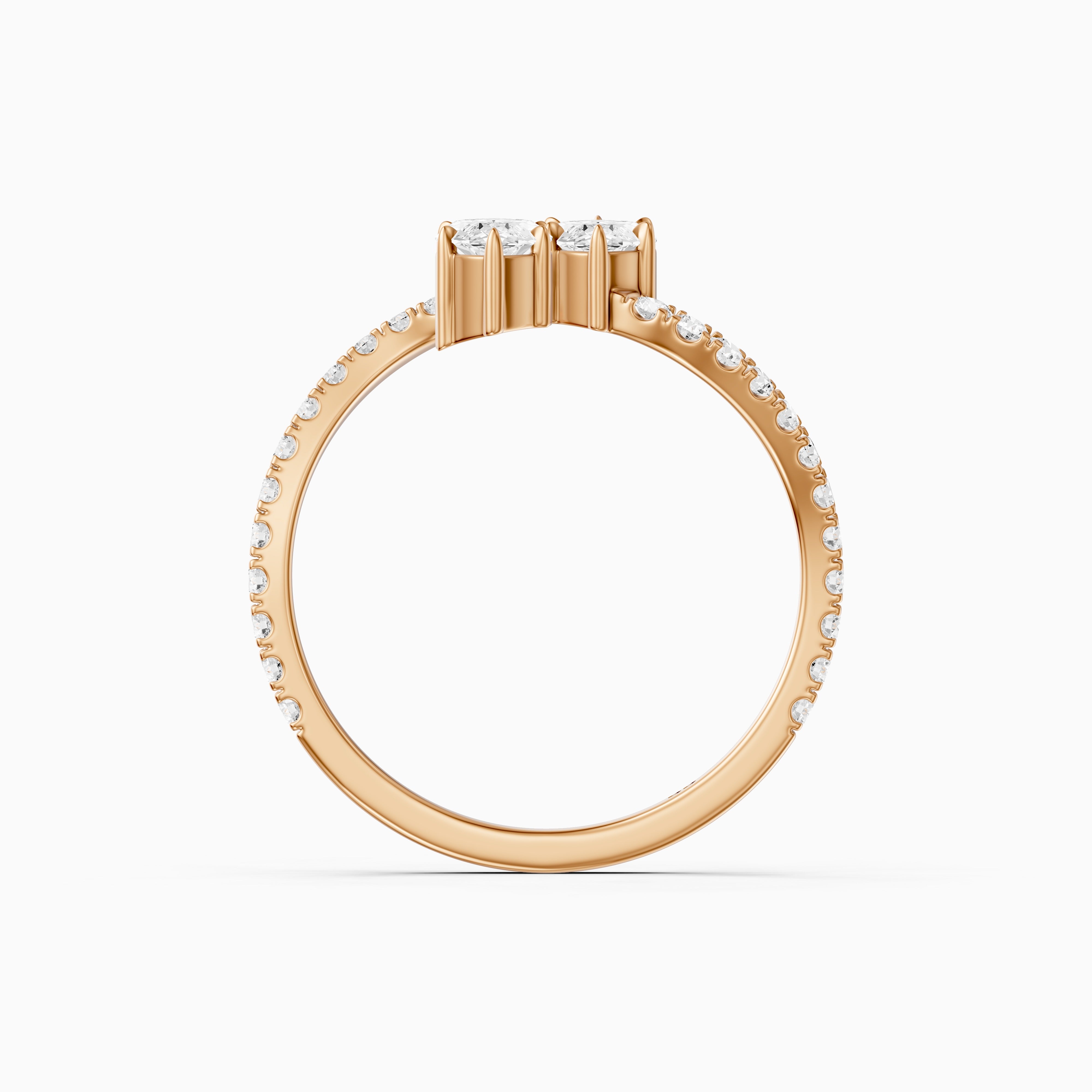 Linney Toi Et Moi Pave Ring With Both Marquise Two Stone Lab Grown Diamond