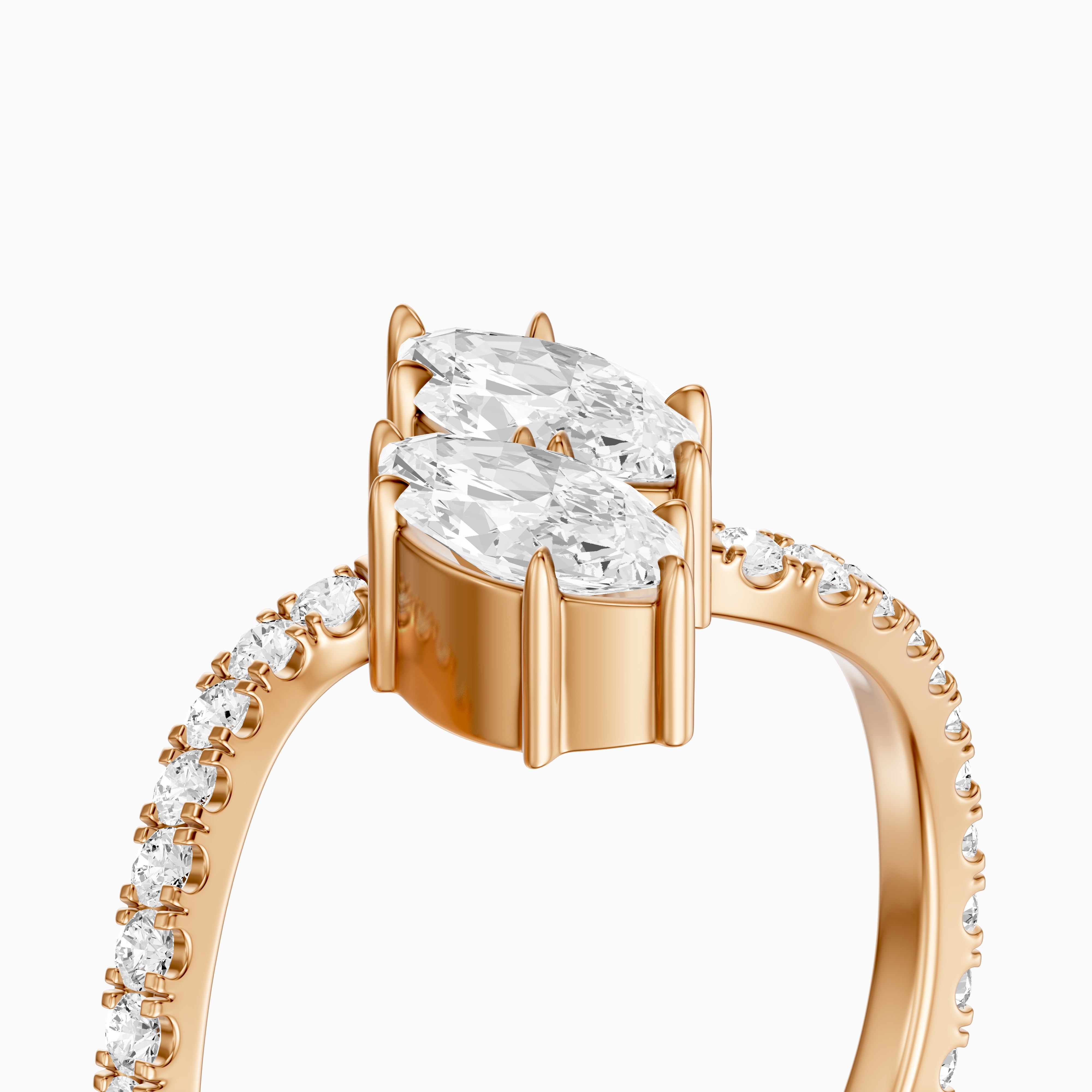 Linney Toi Et Moi Pave Ring With Both Marquise Two Stone Lab Grown Diamond