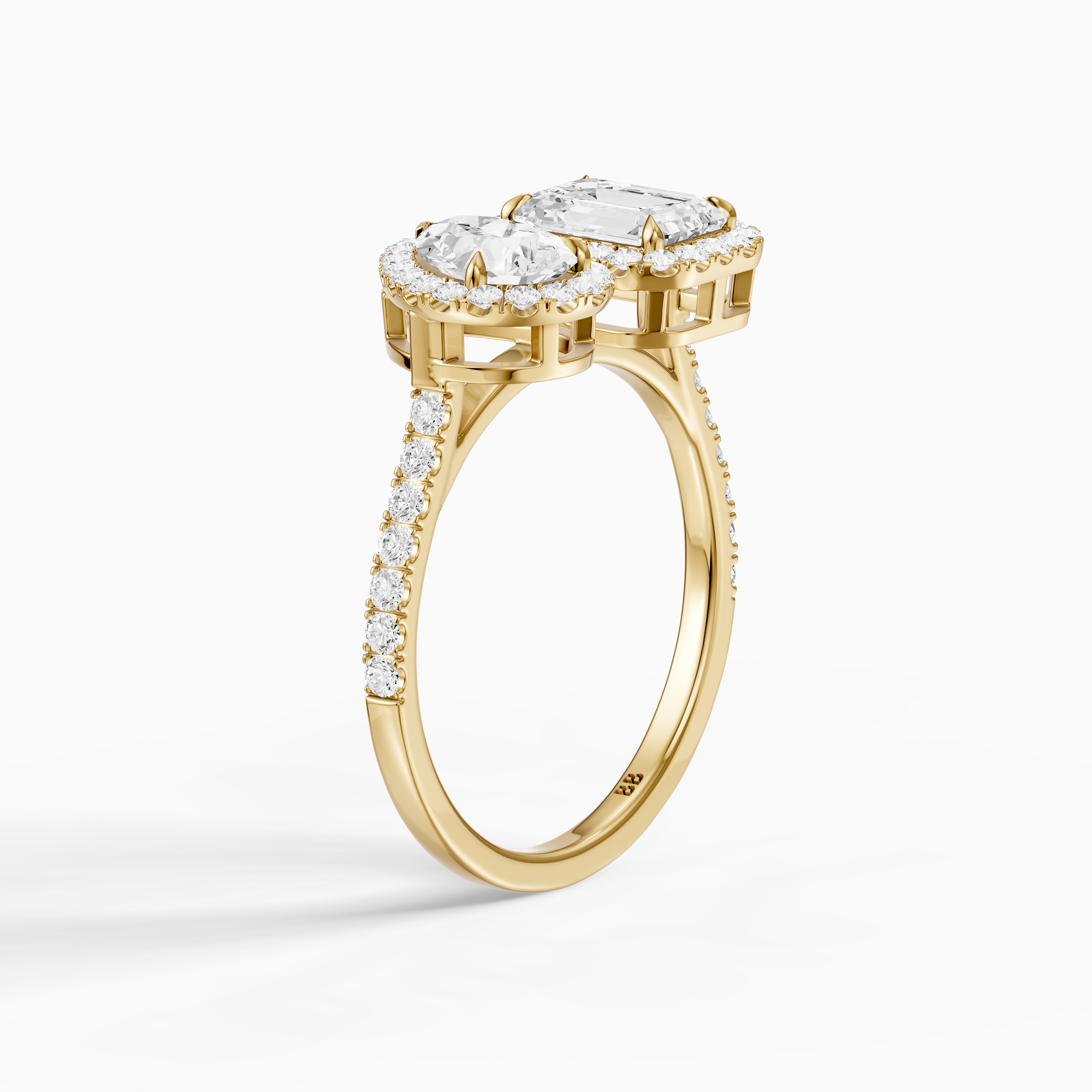 Marisa Toi Et Moi Halo Pave Ring With Pear and Emerald Lab Grown Diamond