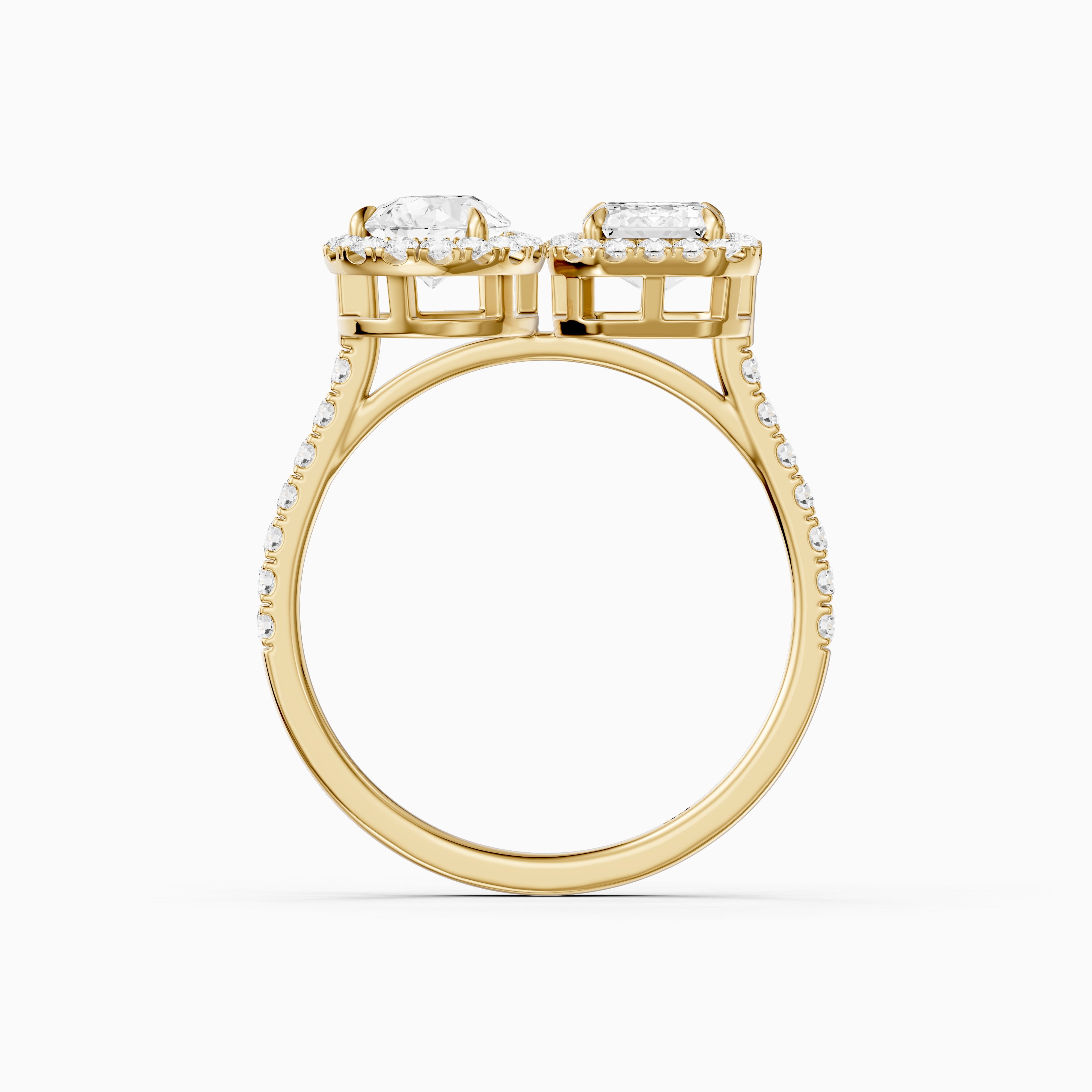 Marisa Toi Et Moi Halo Pave Ring With Pear and Emerald Lab Grown Diamond