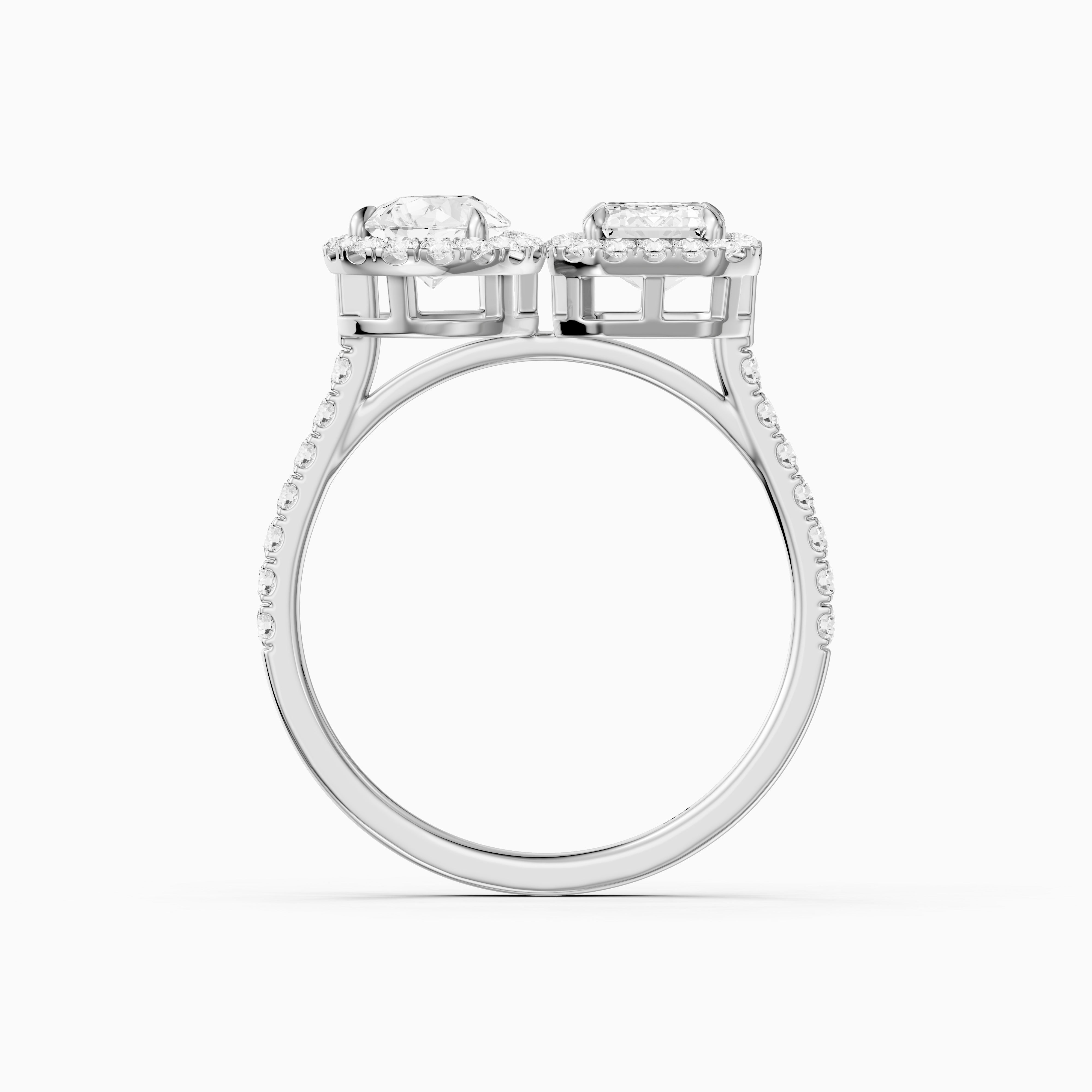 Marisa Toi Et Moi Halo Pave Ring With Pear and Emerald Lab Grown Diamond