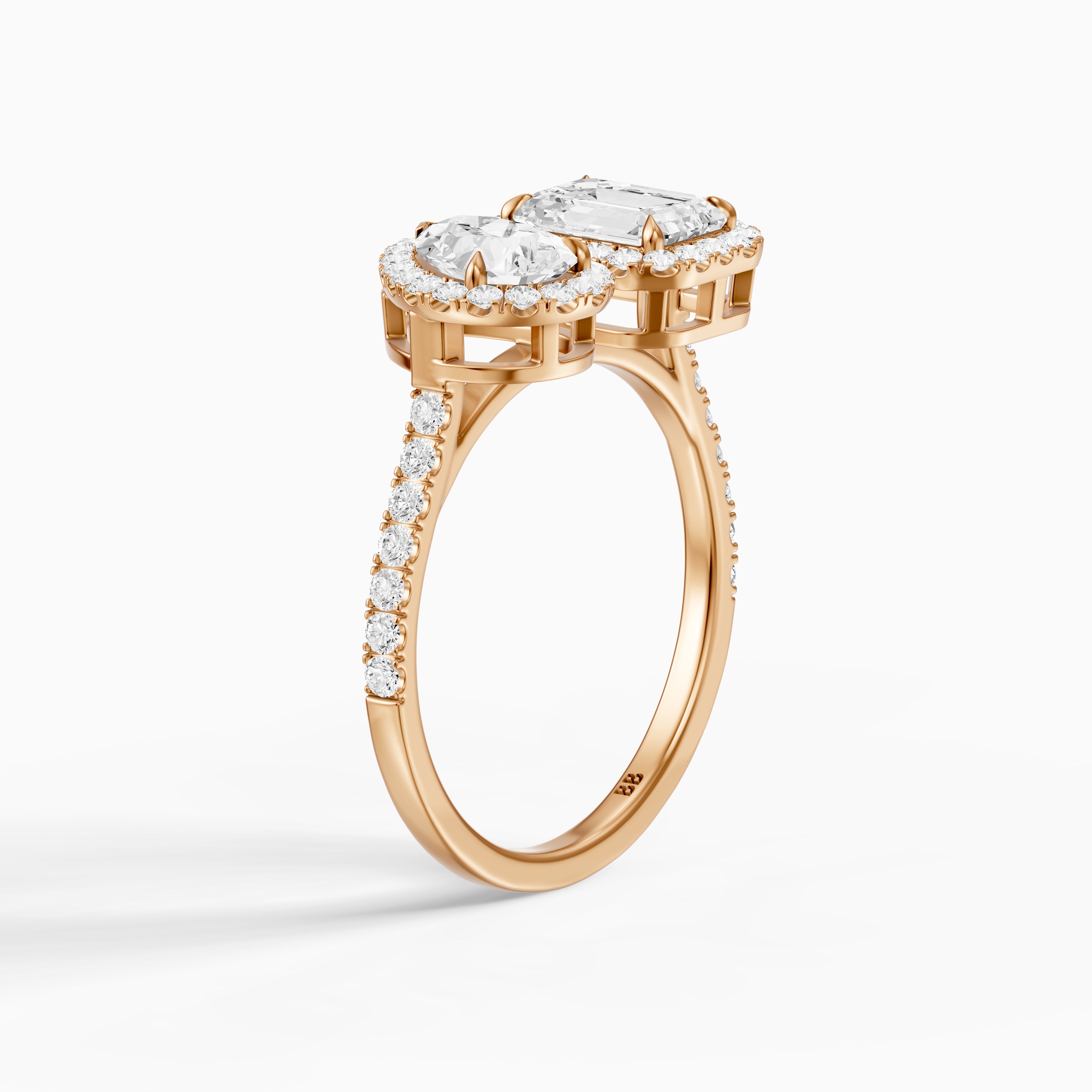 Marisa Toi Et Moi Halo Pave Ring With Pear and Emerald Lab Grown Diamond