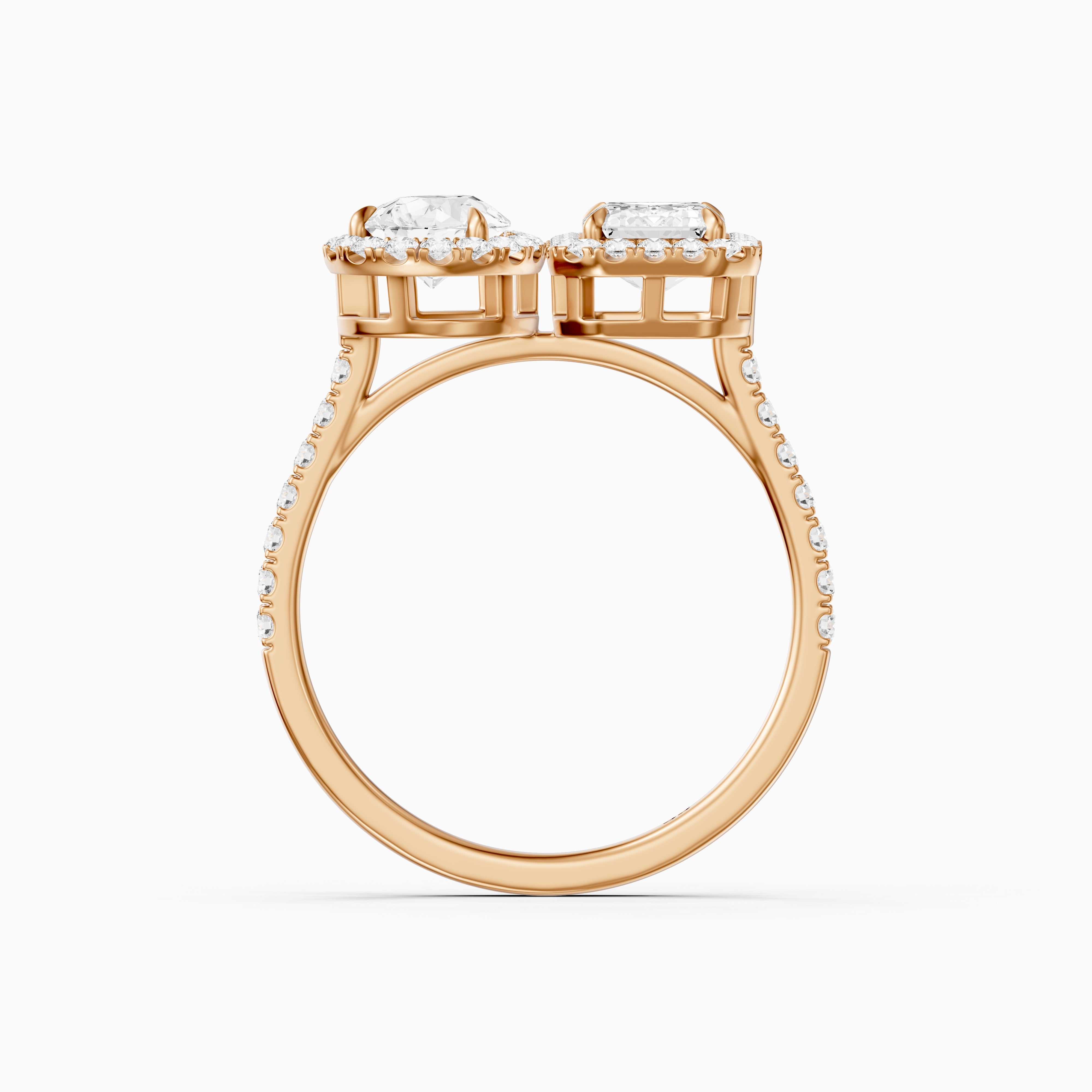 Marisa Toi Et Moi Halo Pave Ring With Pear and Emerald Lab Grown Diamond