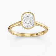 Marlyn Elongated Cushion Cut Bezel Set Moissanite Diamond Ring