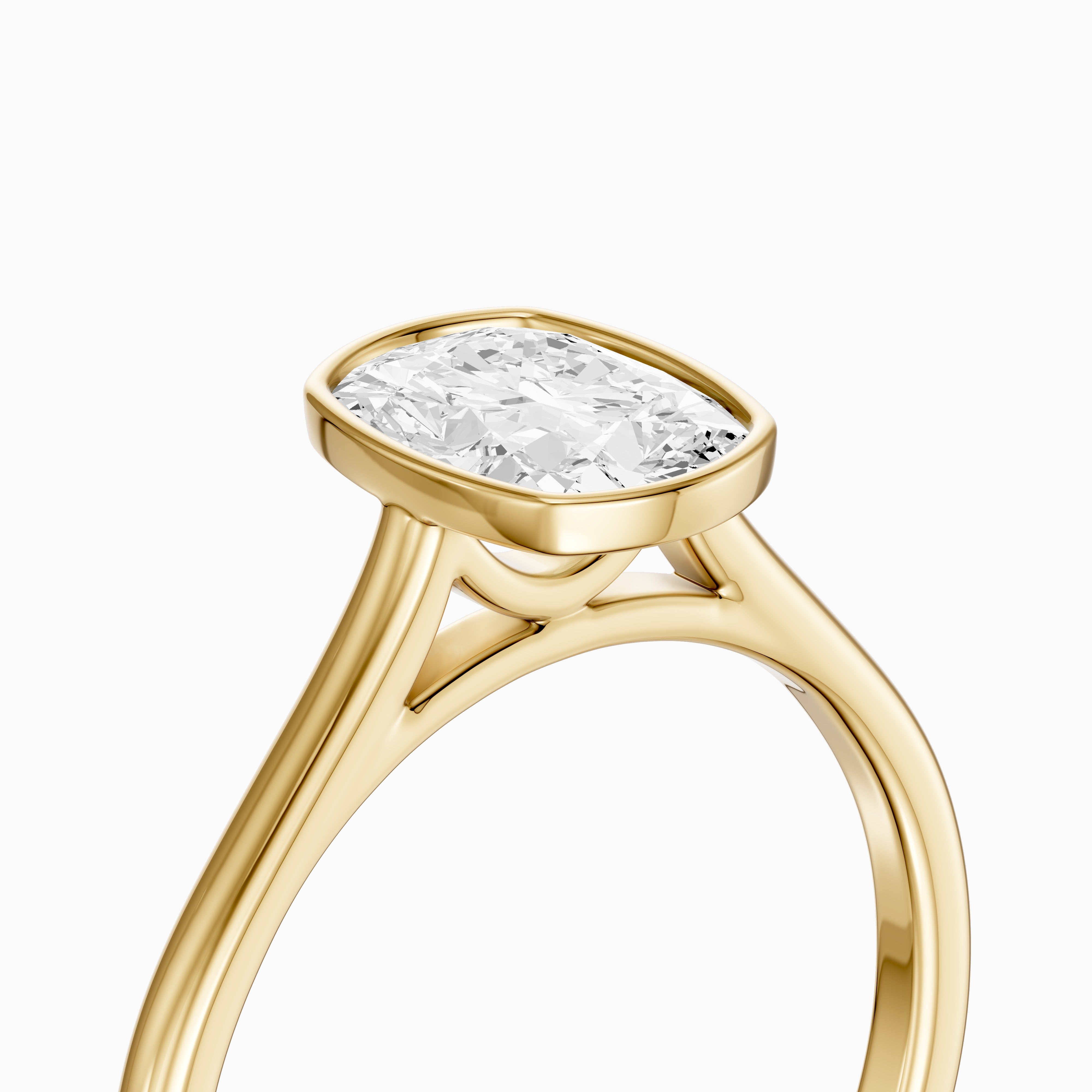Marlyn Elongated Cushion Cut Bezel Set Lab Grown Diamond Ring