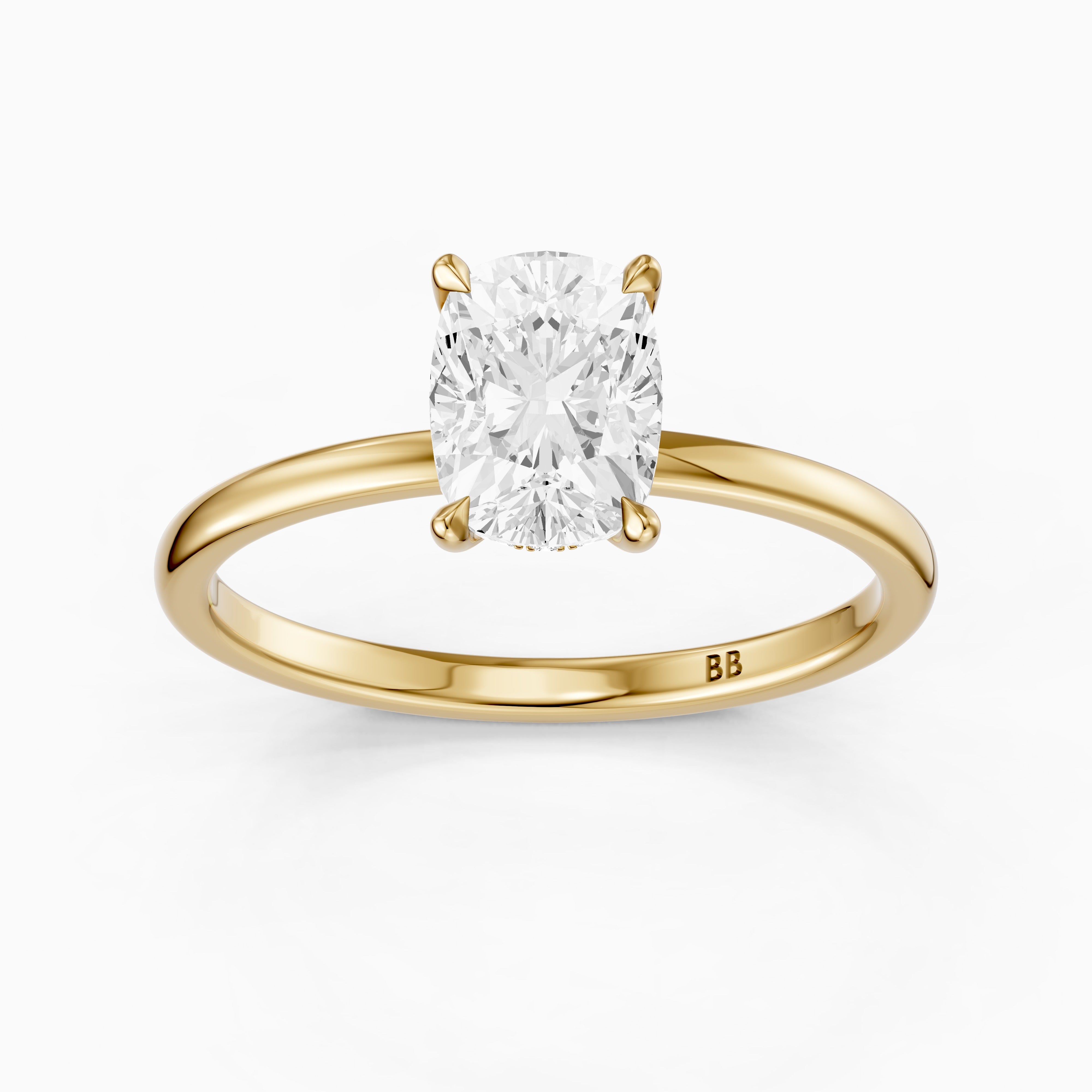 Melany Elongated Cushion Cut Hidden Halo Moissanite Diamond Ring