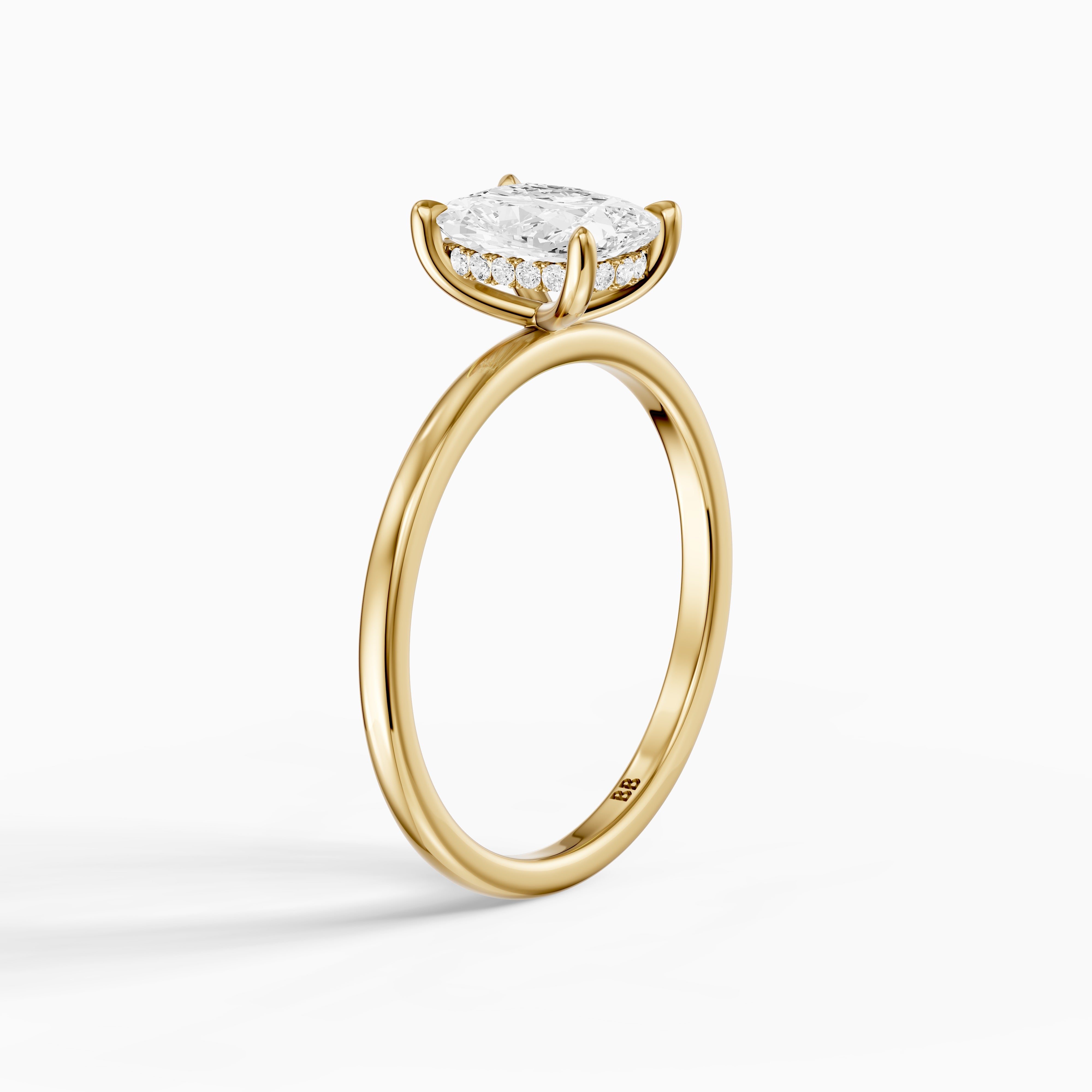 Melany Elongated Cushion Cut Hidden Halo Moissanite Diamond Ring