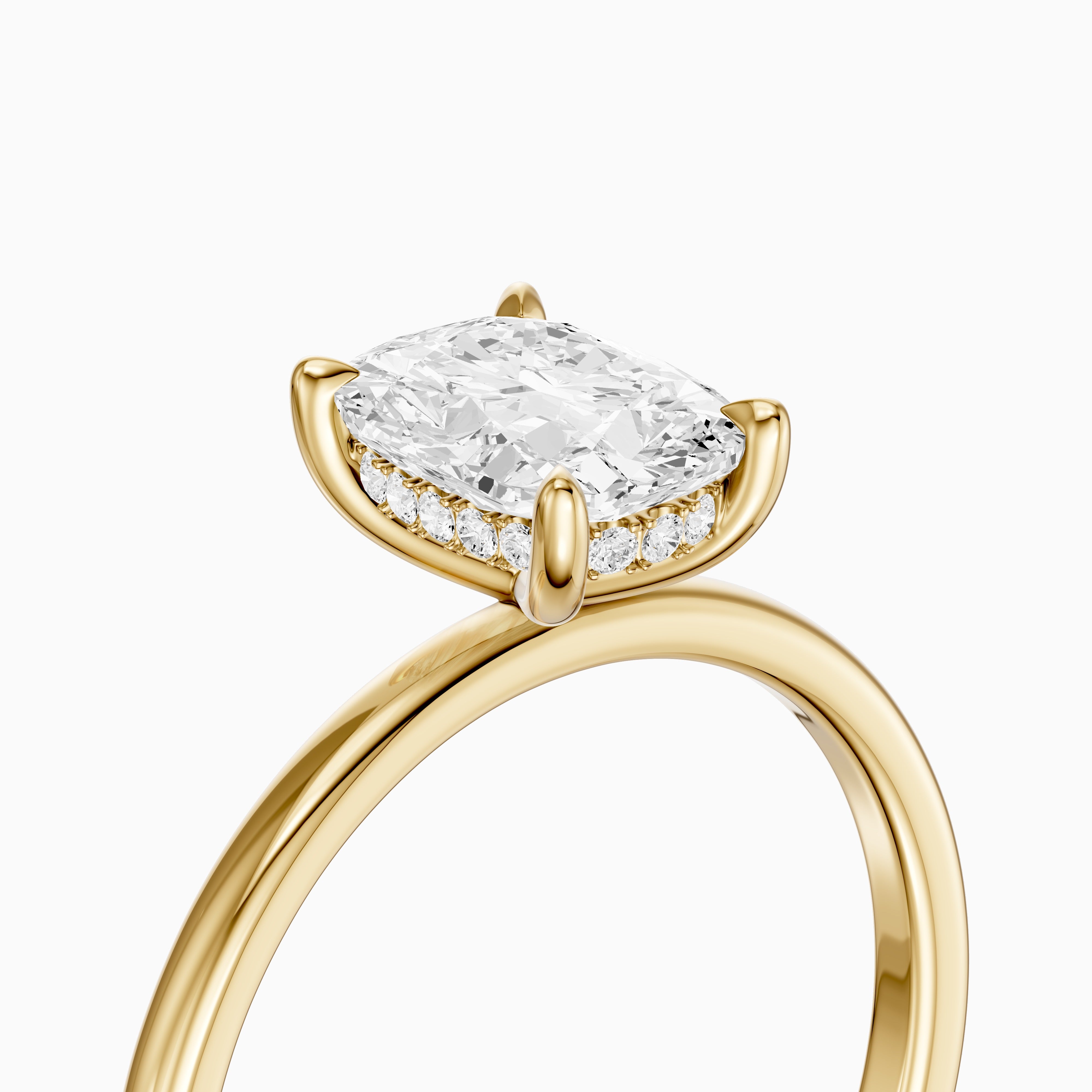Melany Elongated Cushion Cut Hidden Halo Moissanite Diamond Ring