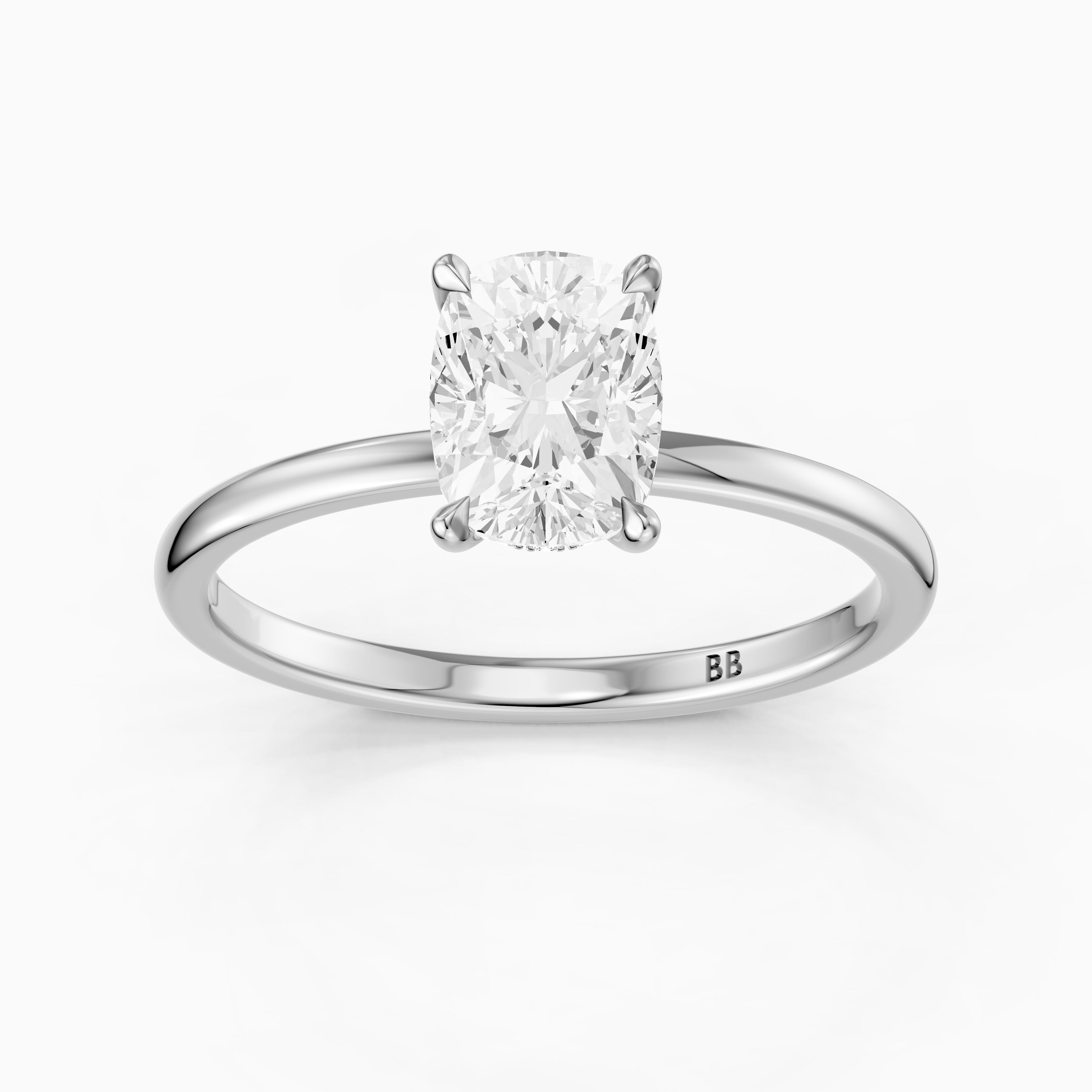 Melany Elongated Cushion Cut Hidden Halo Moissanite Diamond Ring