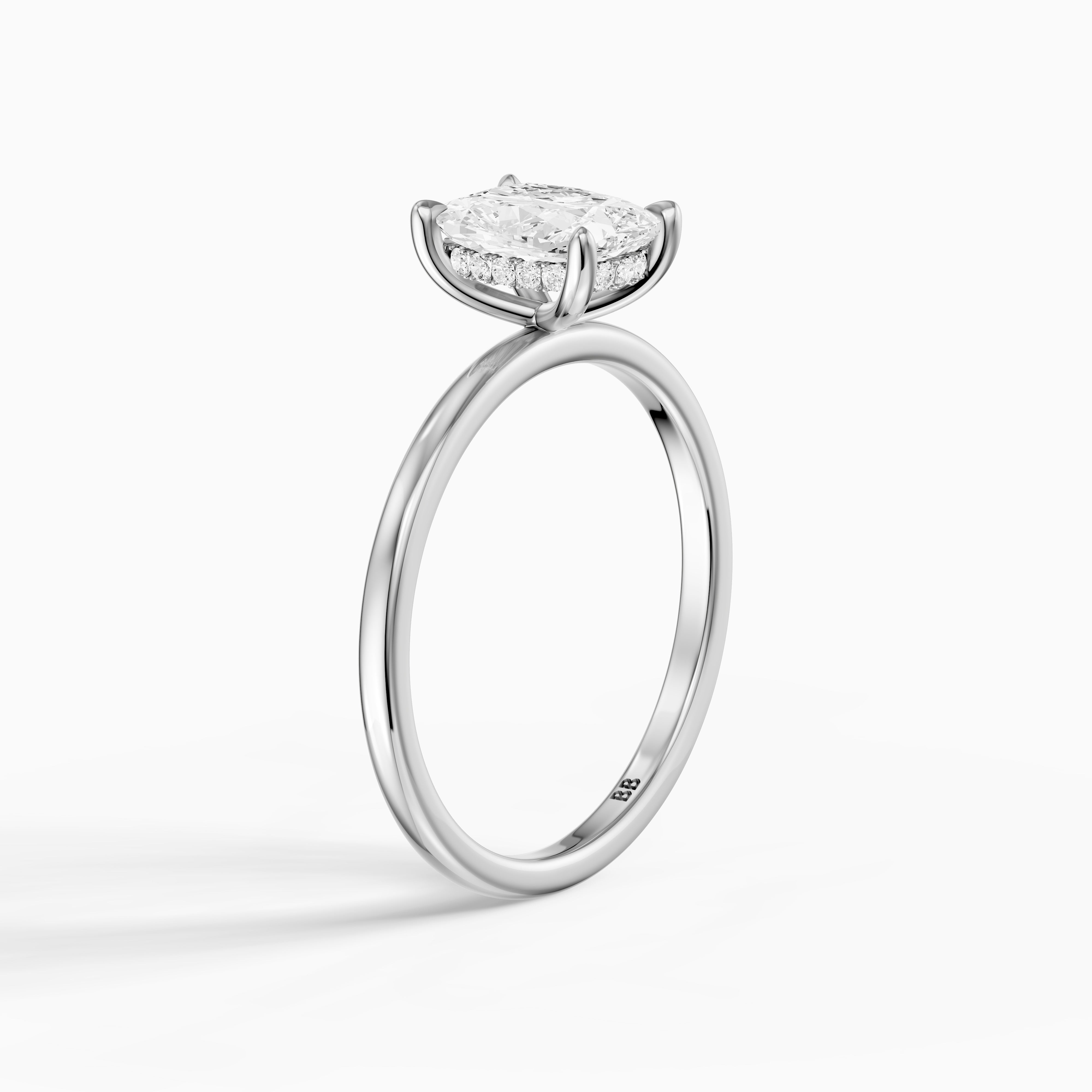 Melany Elongated Cushion Cut Hidden Halo Moissanite Diamond Ring