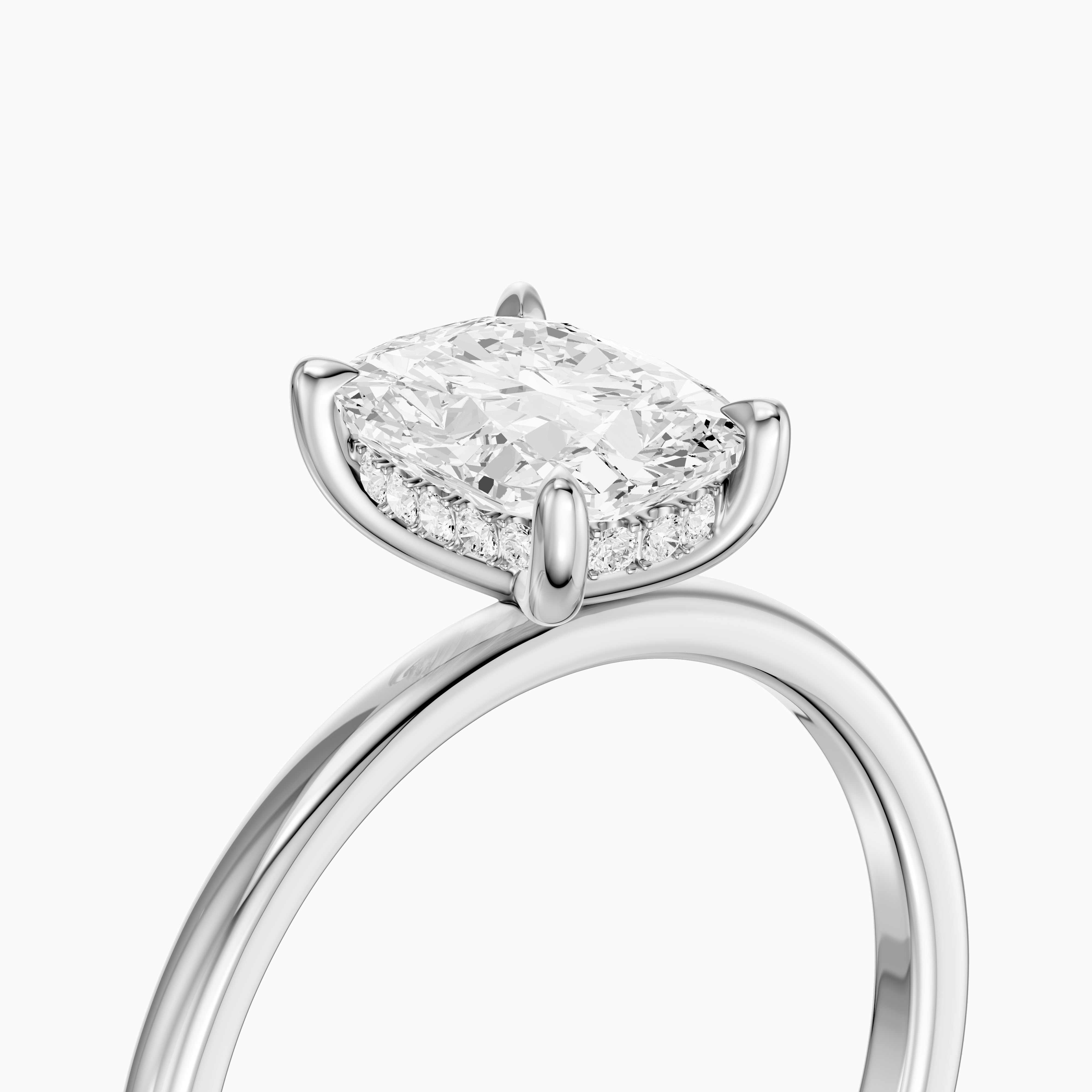 Melany Elongated Cushion Cut Hidden Halo Moissanite Diamond Ring