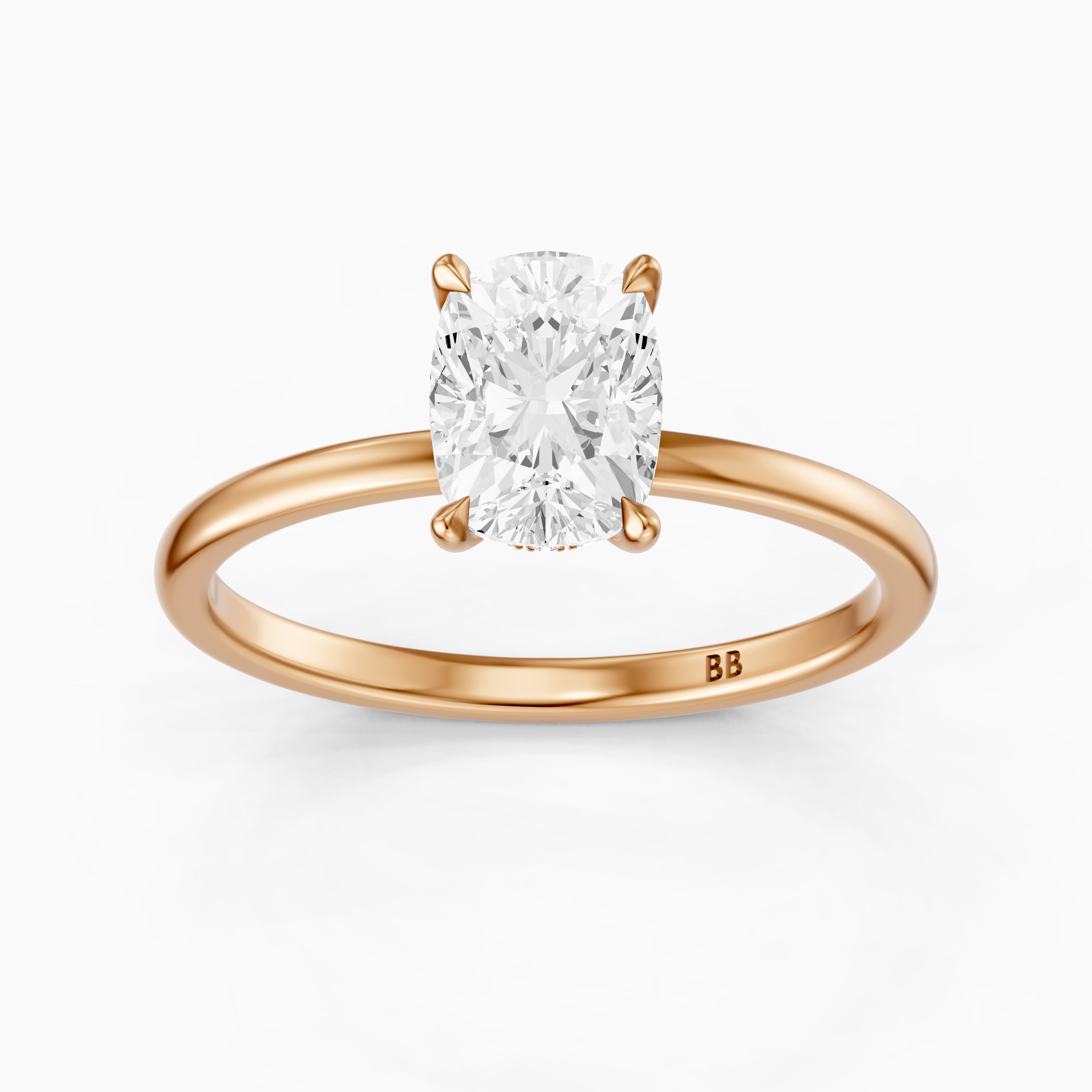 Melany Elongated Cushion Cut Hidden Halo Moissanite Diamond Ring