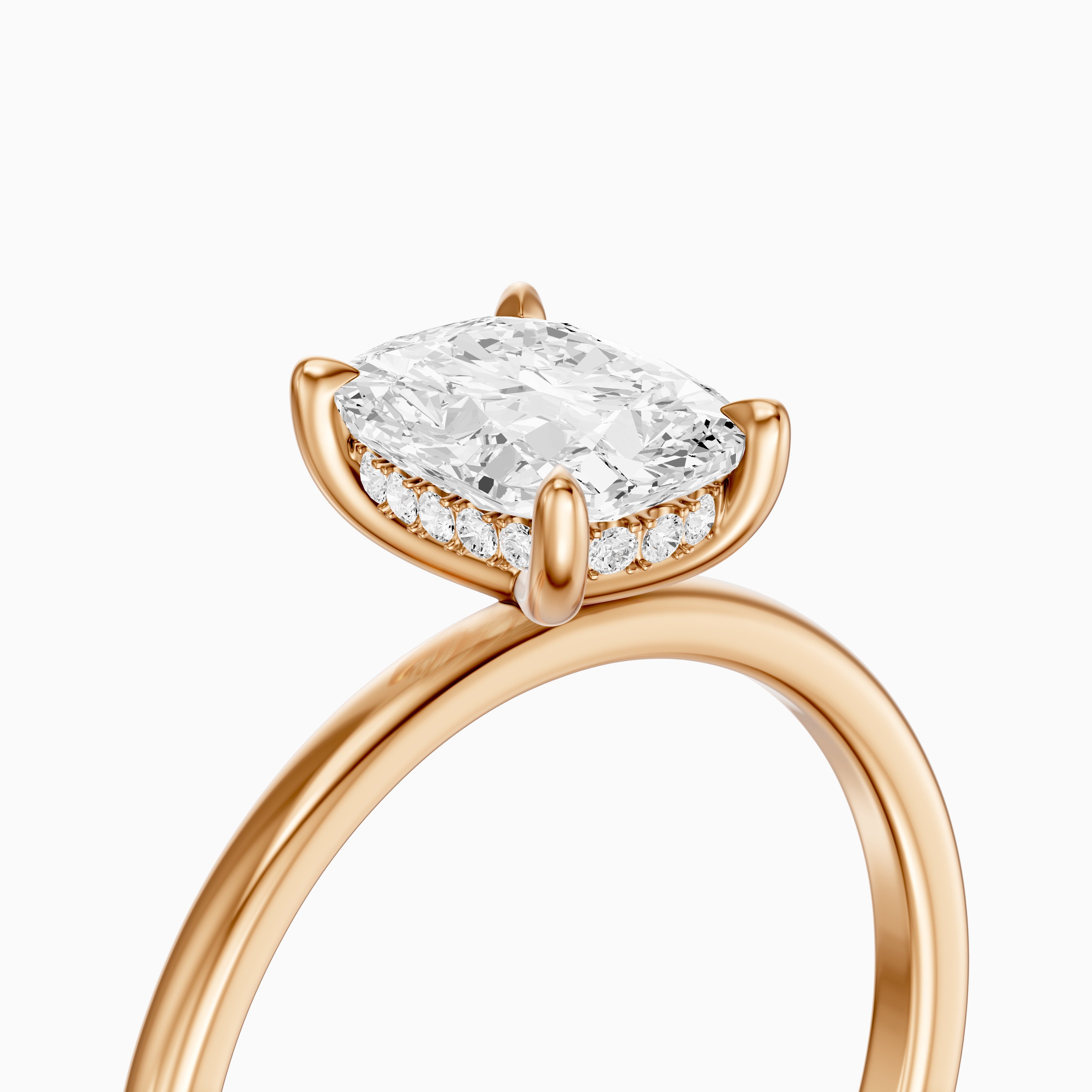 Melany Elongated Cushion Cut Hidden Halo Moissanite Diamond Ring