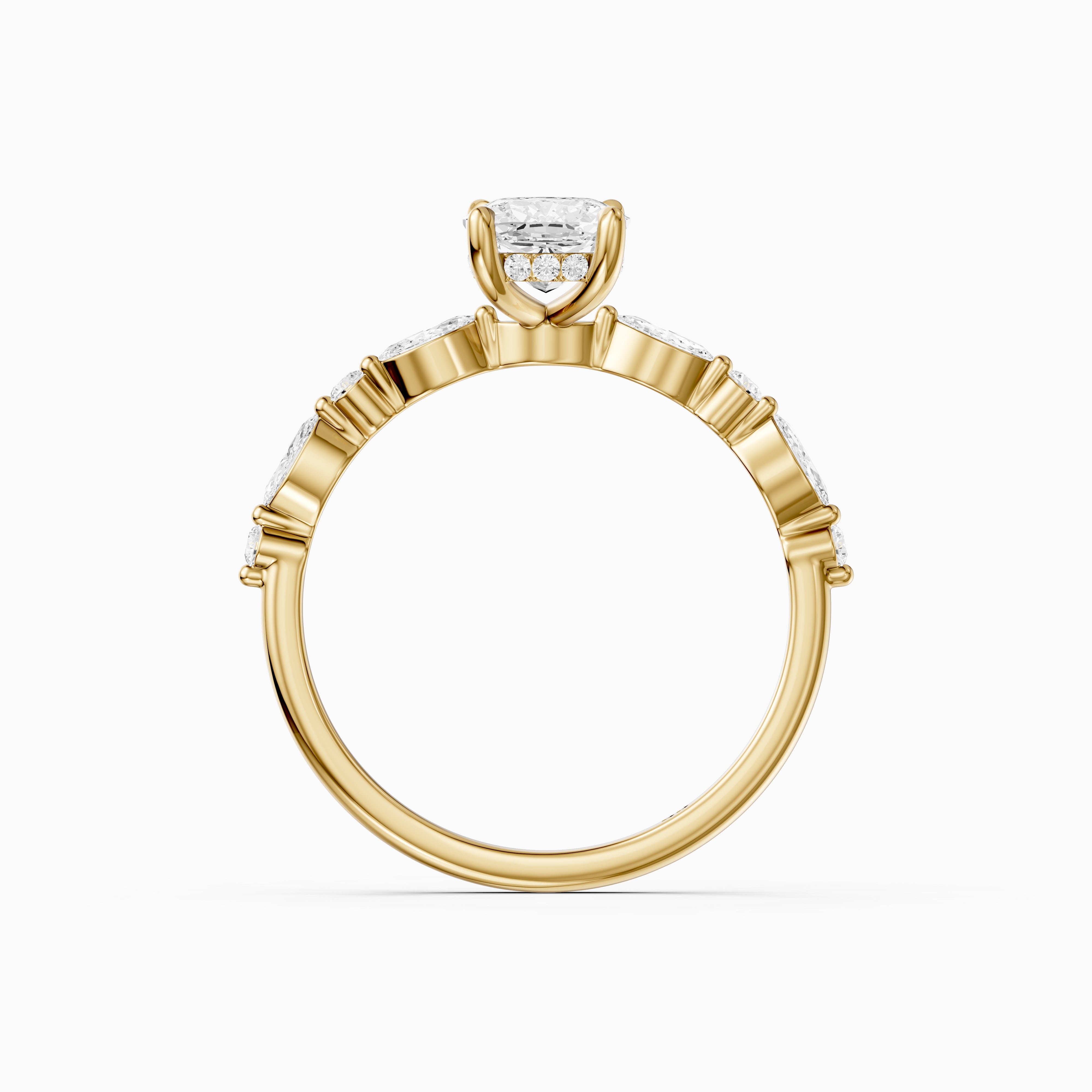 Nailea Elongated Cushion Cut Hidden Halo Lab Grown Diamond Ring