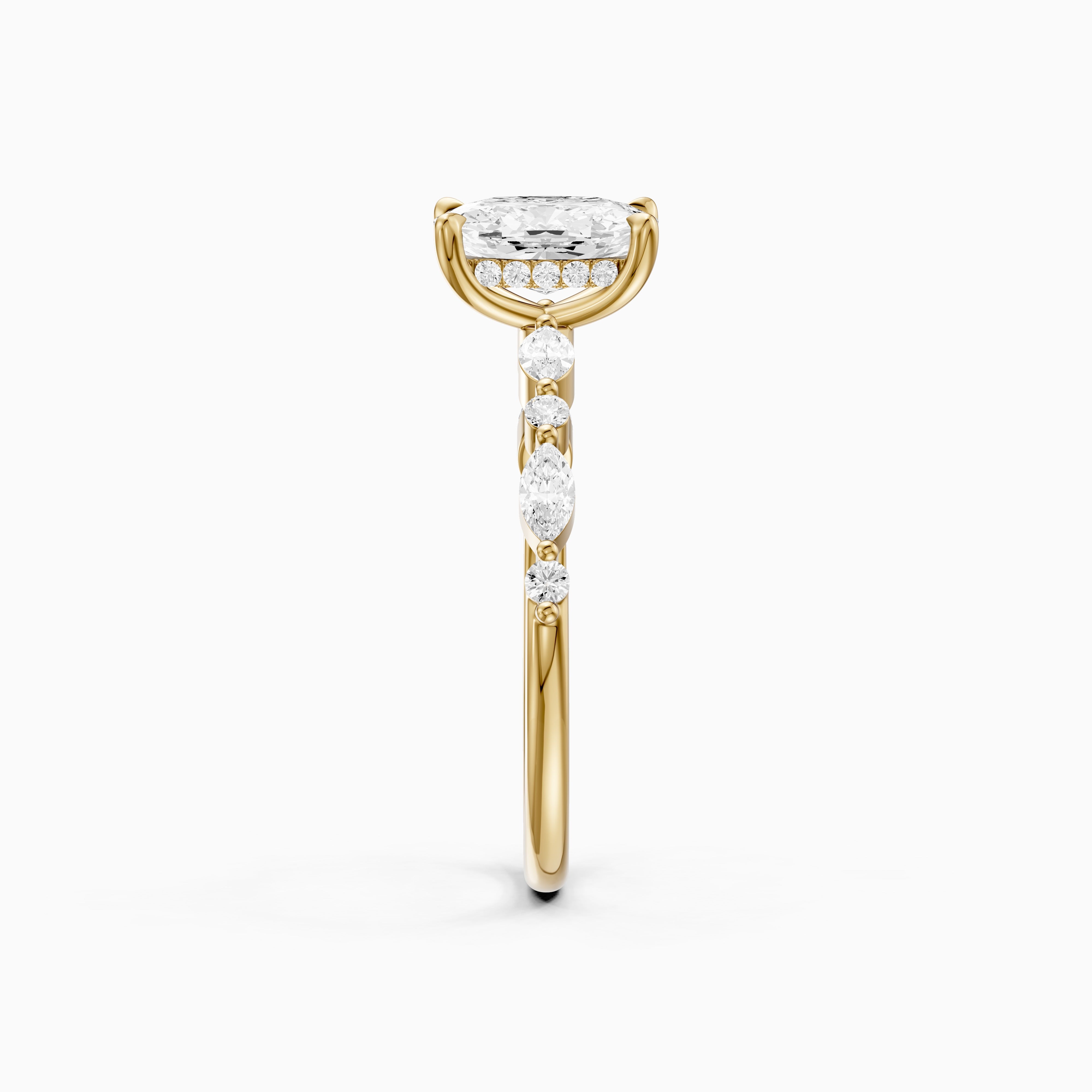 Nailea Elongated Cushion Cut Hidden Halo Lab Grown Diamond Ring
