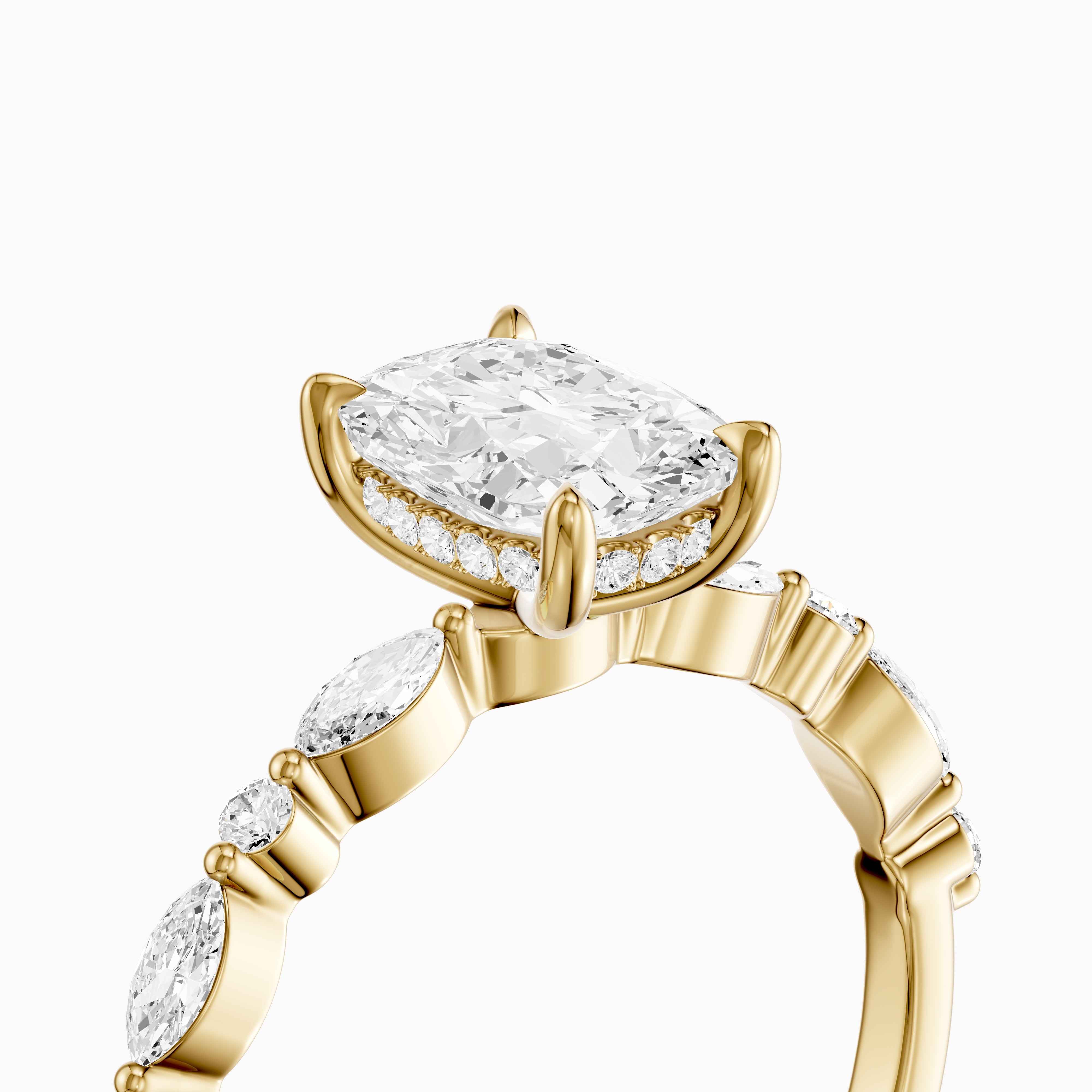 Nailea Elongated Cushion Cut Hidden Halo Lab Grown Diamond Ring