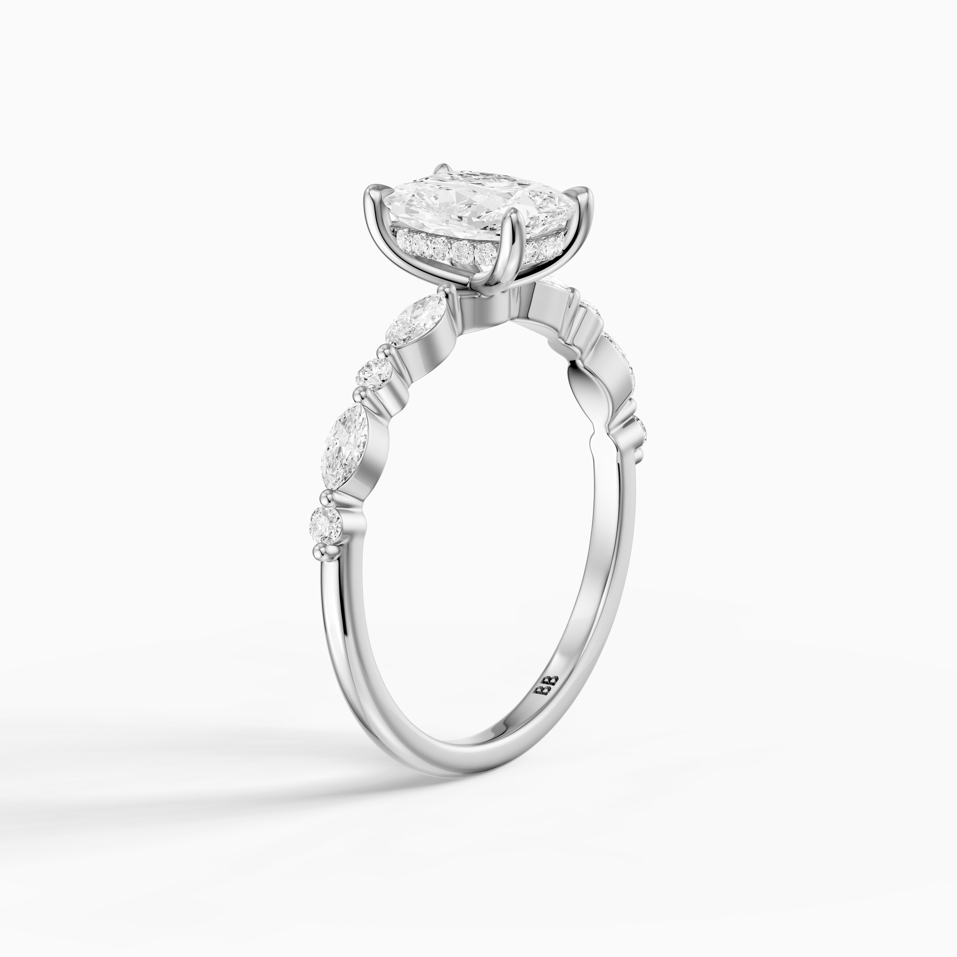 Nailea Elongated Cushion Cut Hidden Halo Lab Grown Diamond Ring