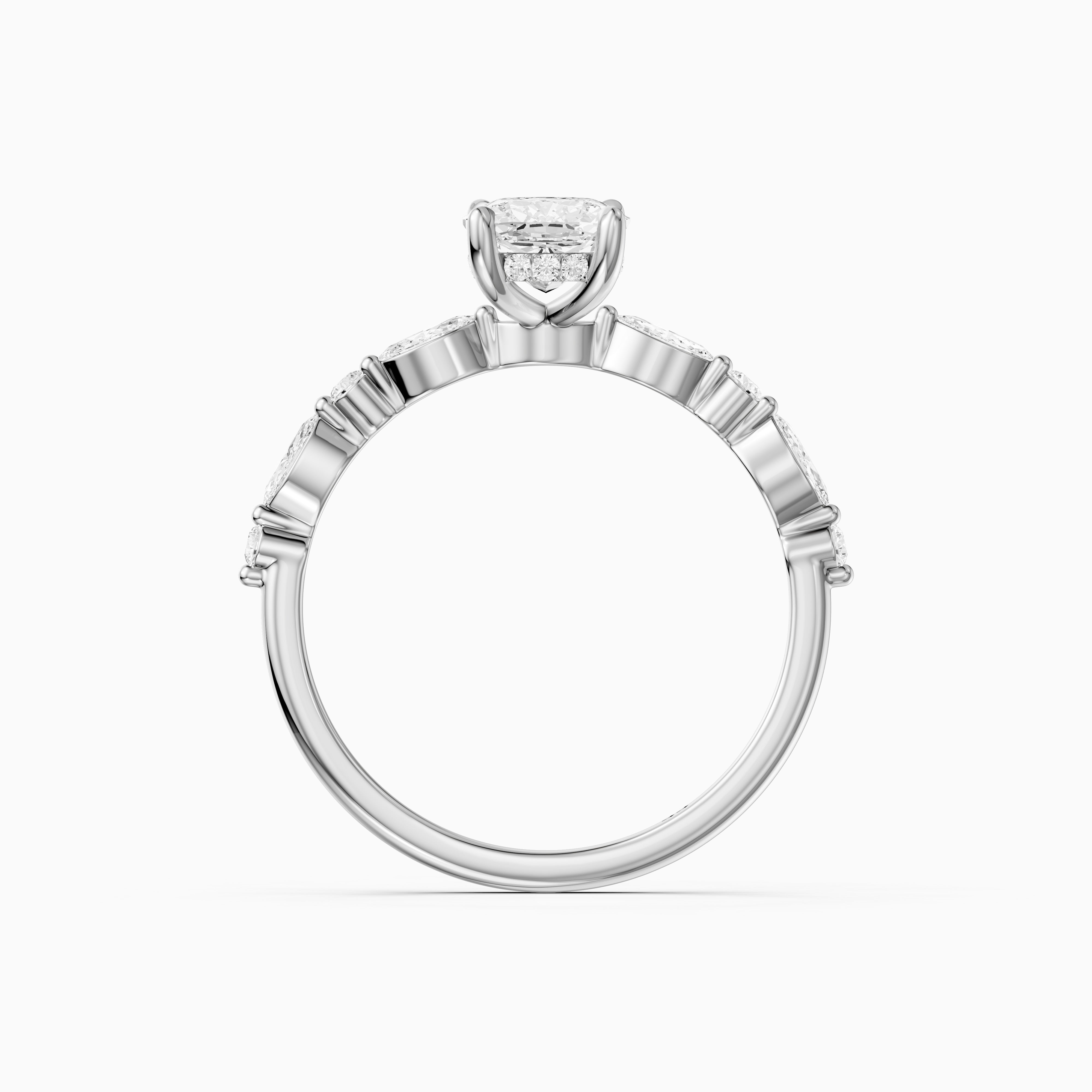 Nailea Elongated Cushion Cut Hidden Halo Lab Grown Diamond Ring