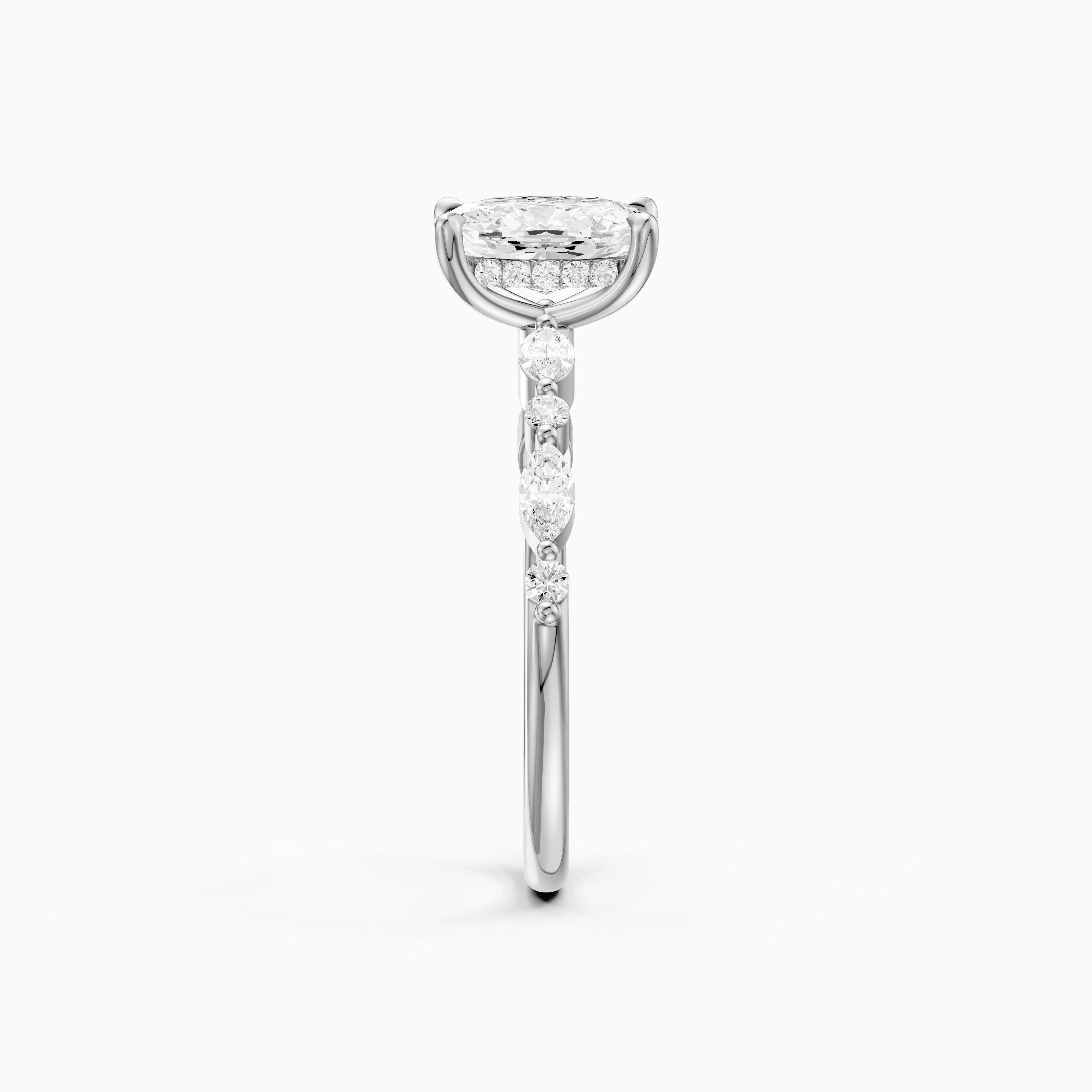 Nailea Elongated Cushion Cut Hidden Halo Lab Grown Diamond Ring