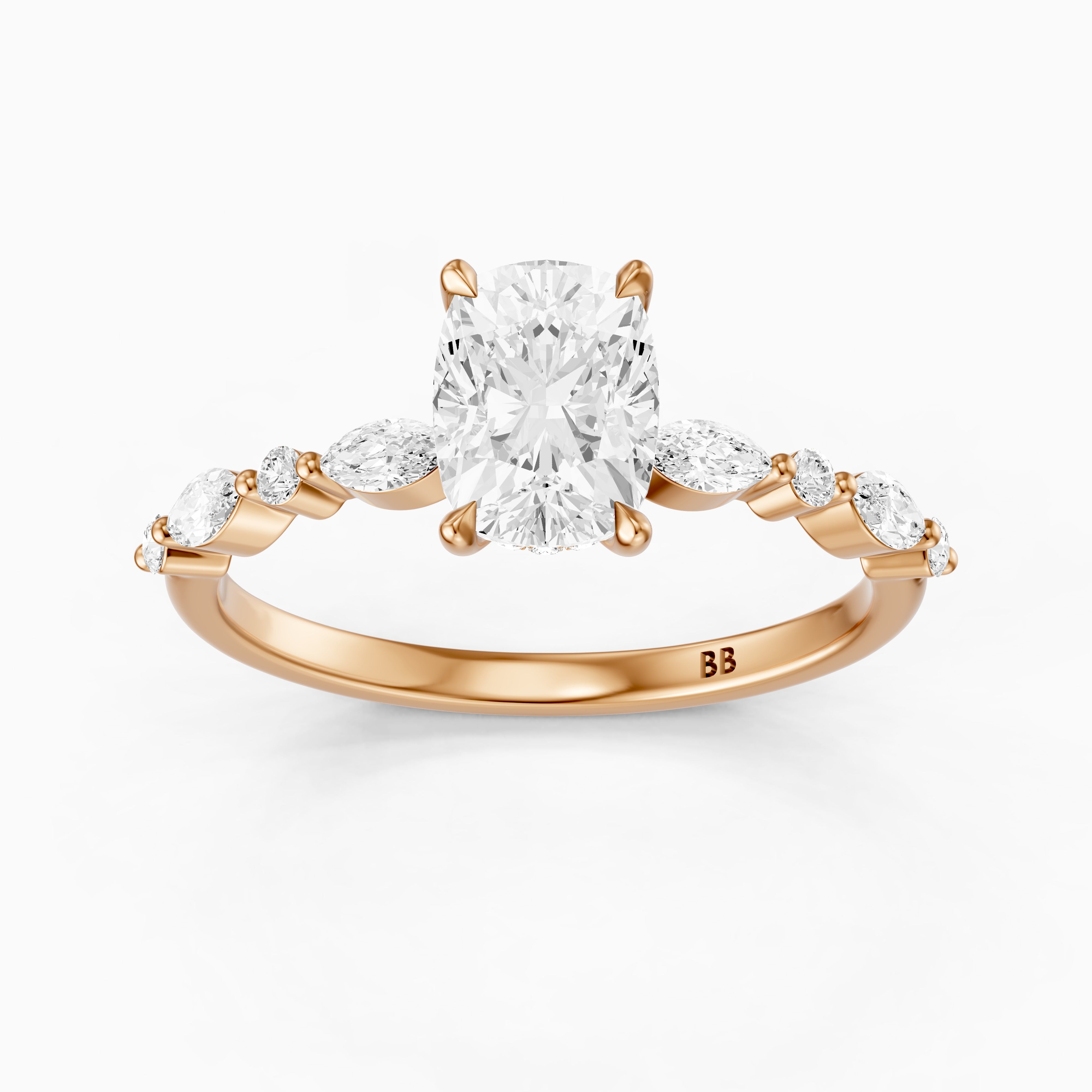 Nailea Elongated Cushion Cut Hidden Halo Lab Grown Diamond Ring