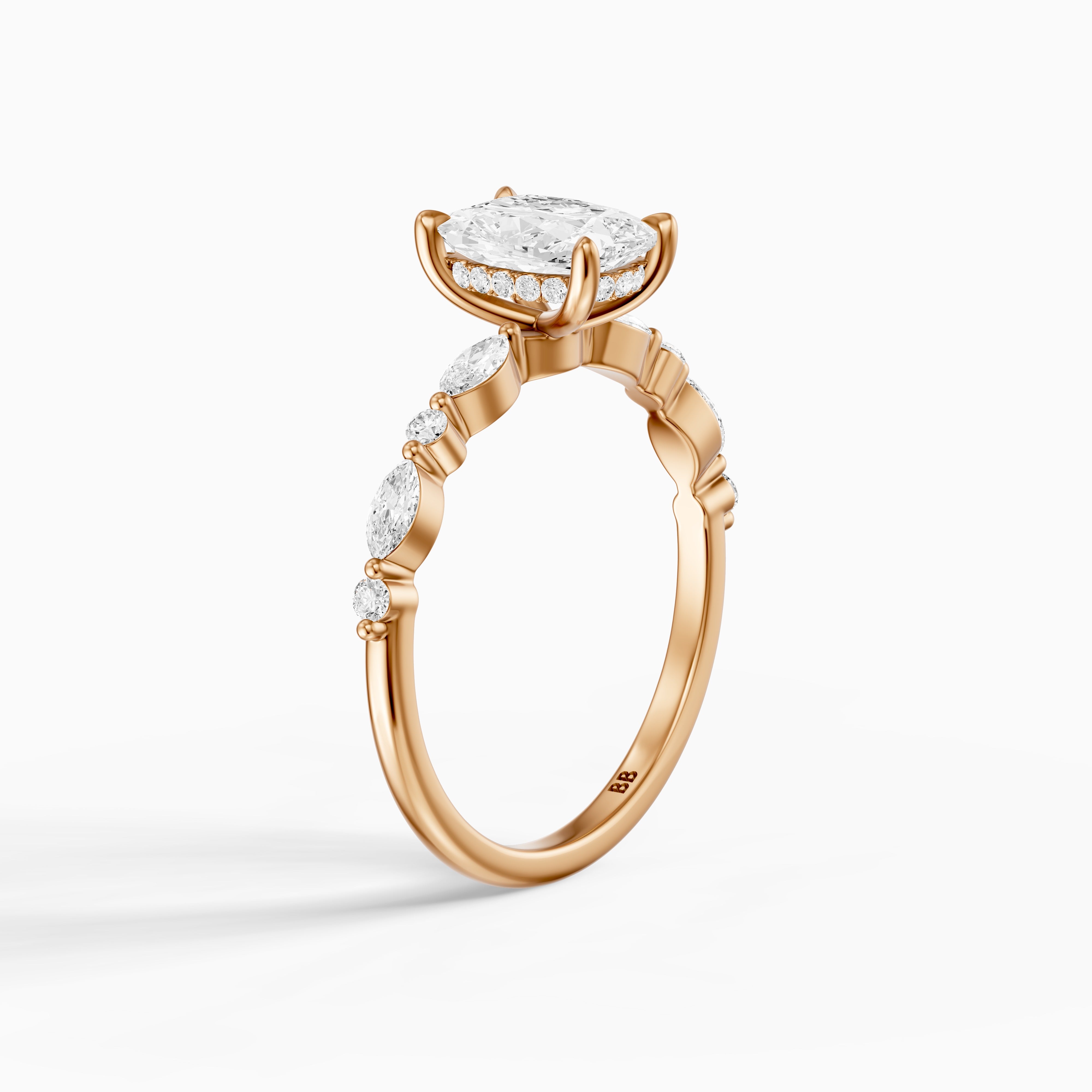 Nailea Elongated Cushion Cut Hidden Halo Lab Grown Diamond Ring