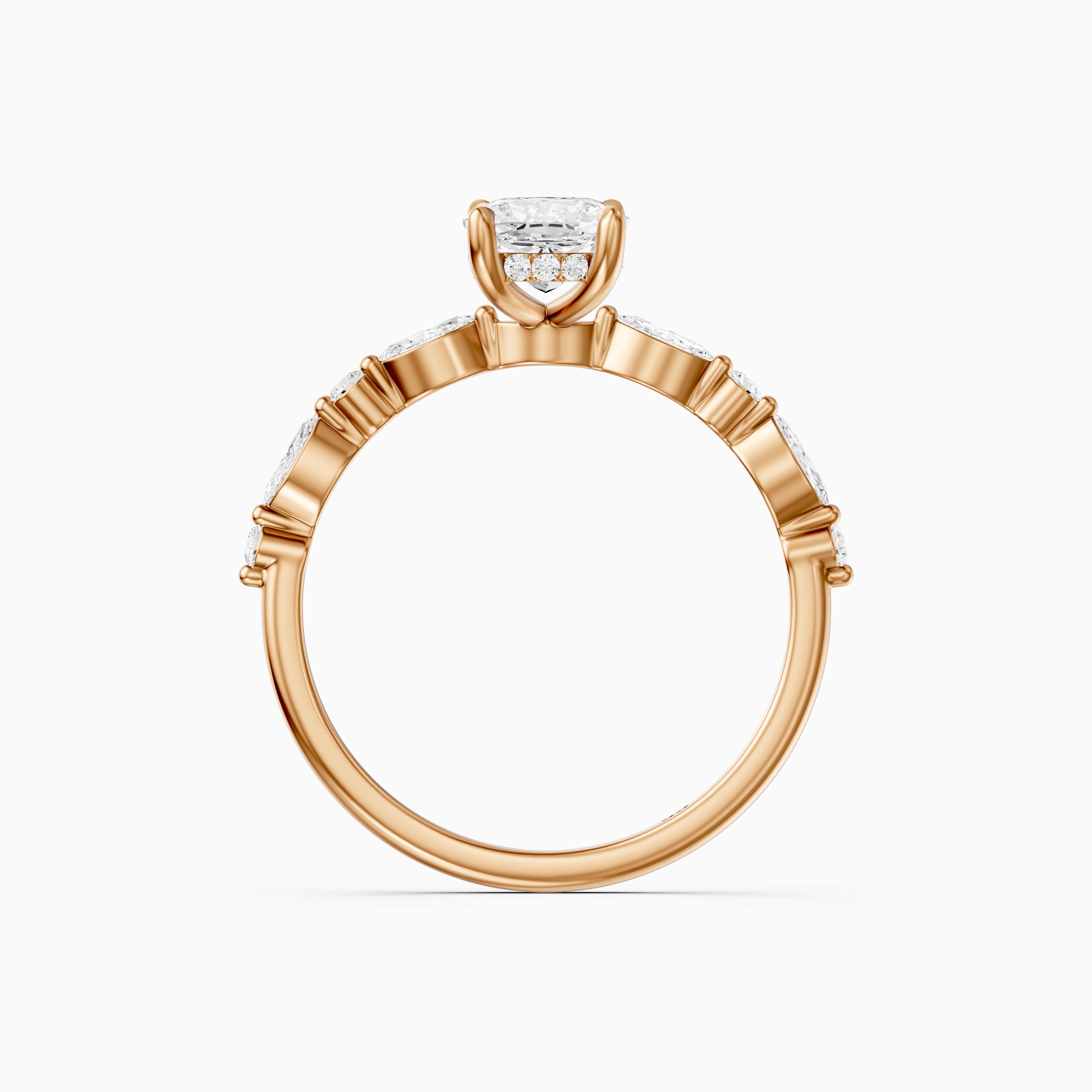 Nailea Elongated Cushion Cut Hidden Halo Lab Grown Diamond Ring