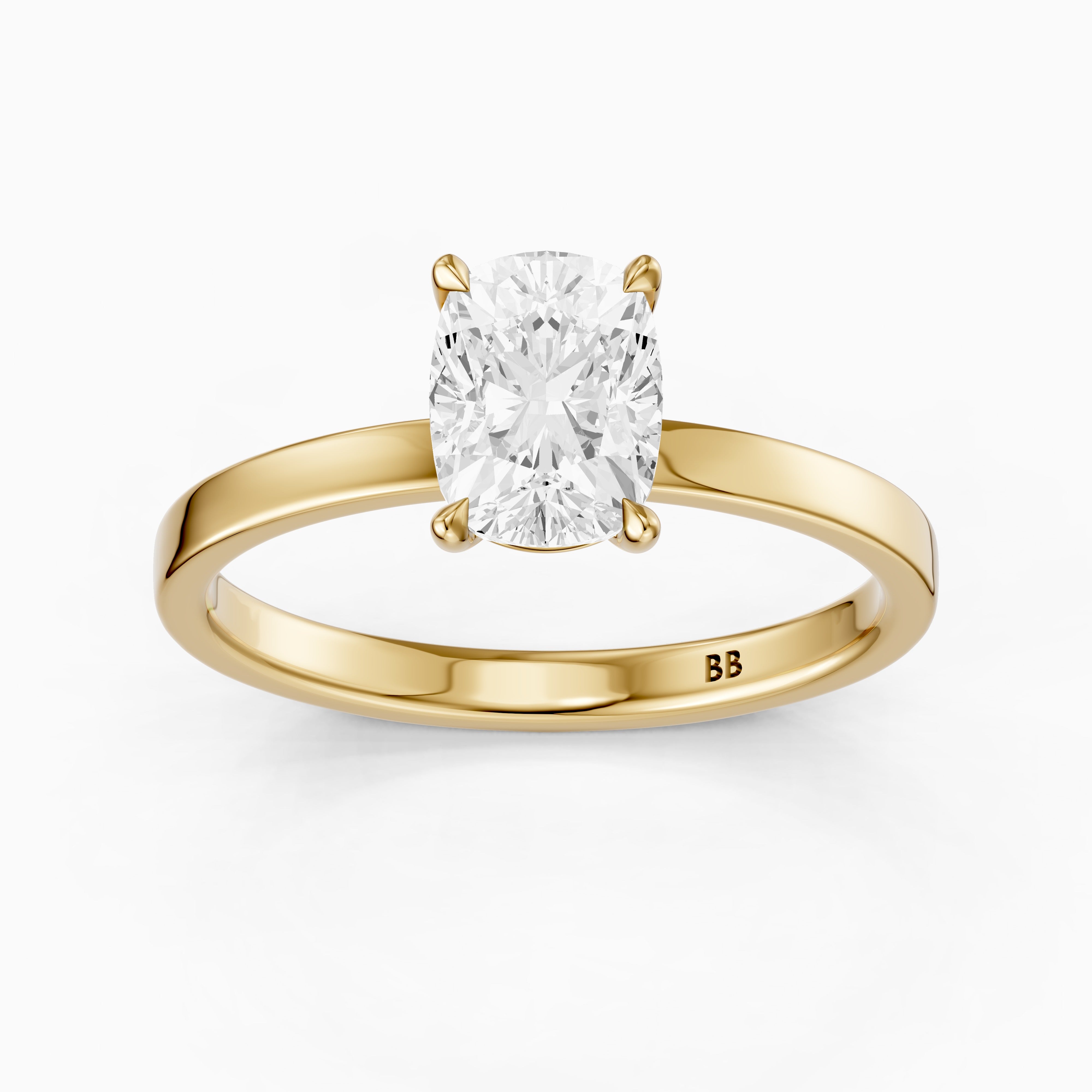 Naveah Elongated Cushion Cut Solitaire Low Profile Moissanite Diamond Ring