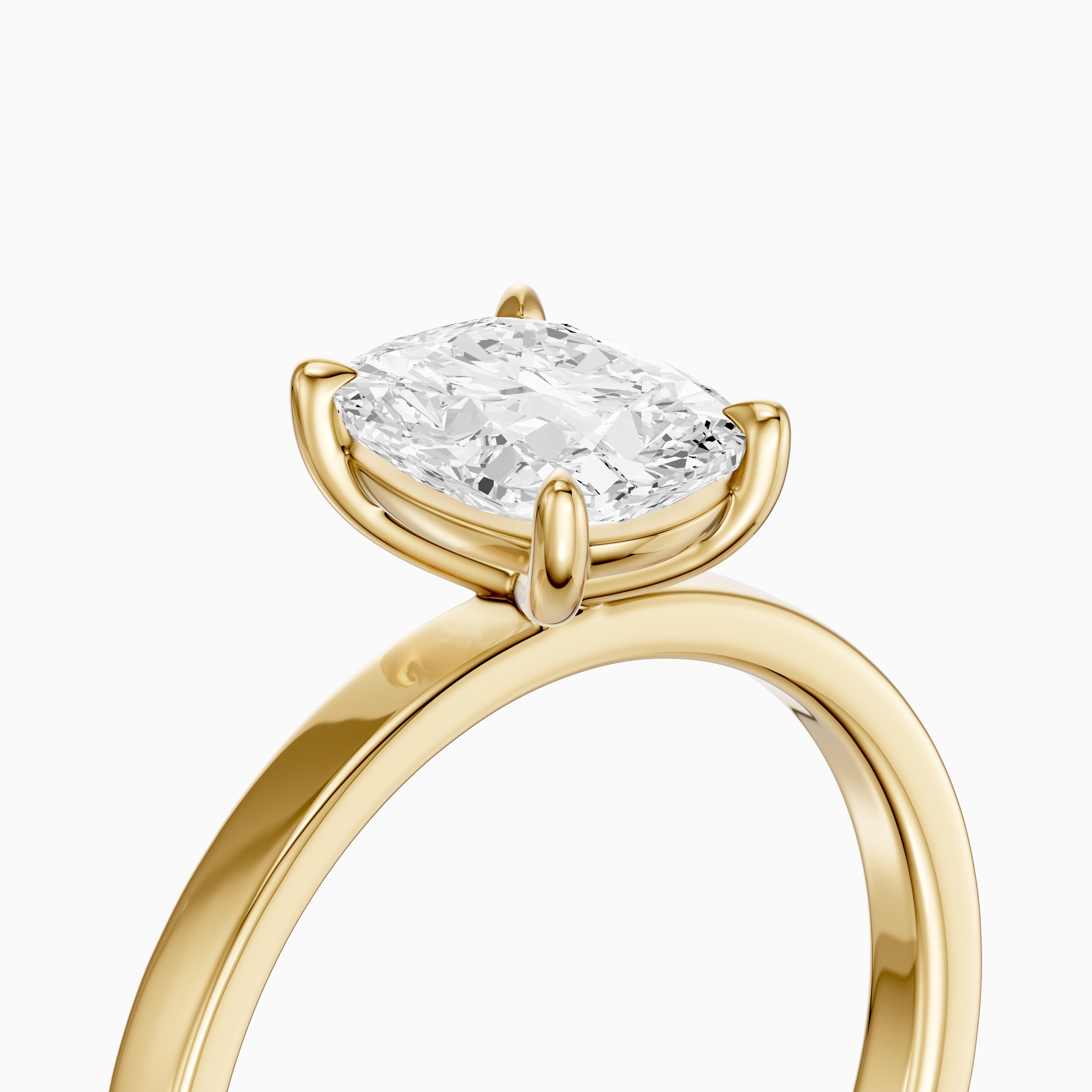 Naveah Elongated Cushion Cut Solitaire Low Profile Moissanite Diamond Ring